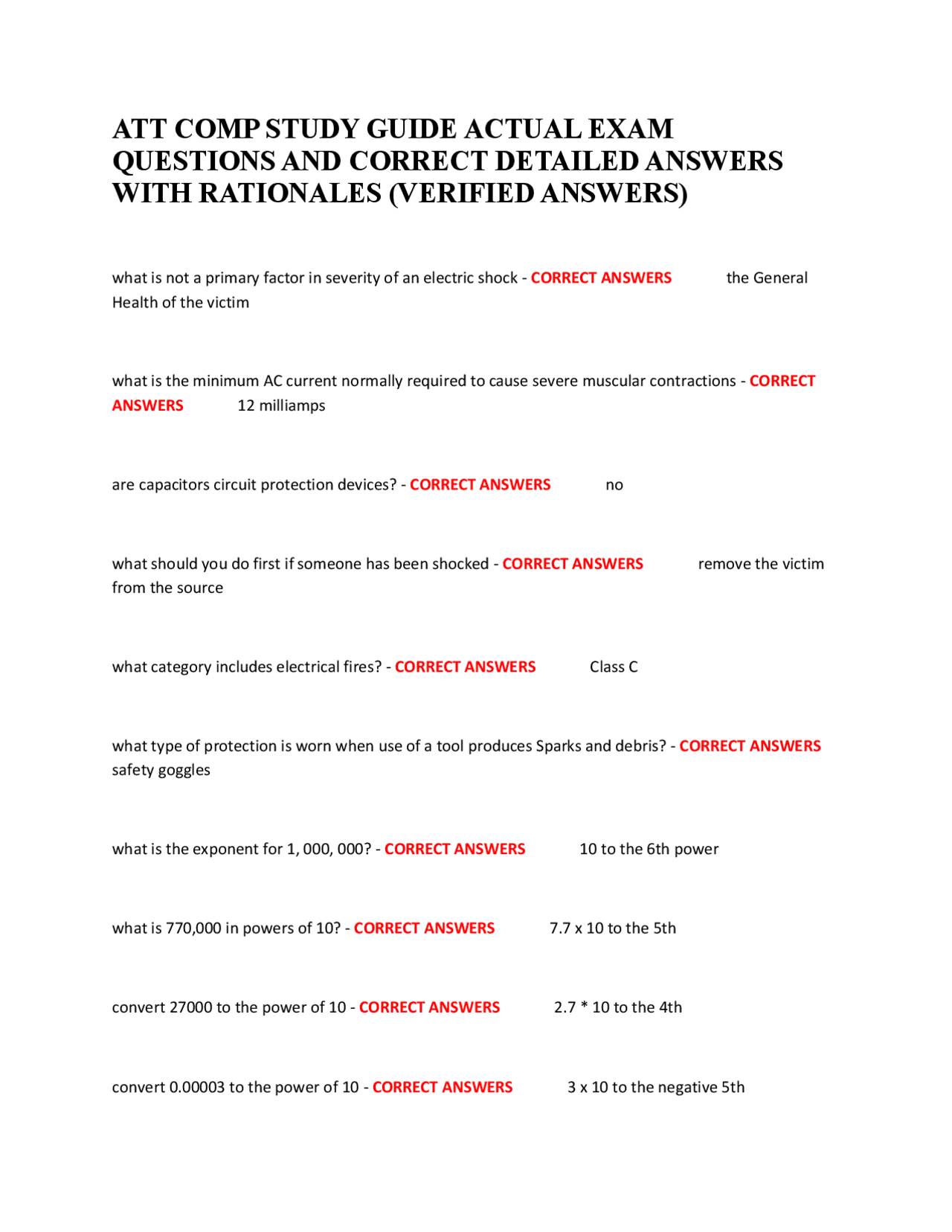 ATT COMP STUDY GUIDE ACTUAL EXAM QUESTIONS AND CORRECT DETAILED ANSWERS ...