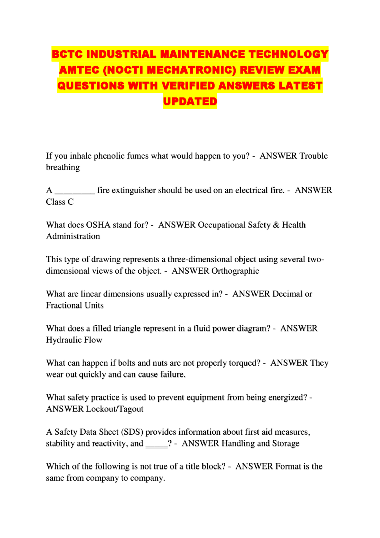 BCTC INDUSTRIAL MAINTENANCE TECHNOLOGY AMTEC (NOCTI MECHATRONIC) REVIEW ...