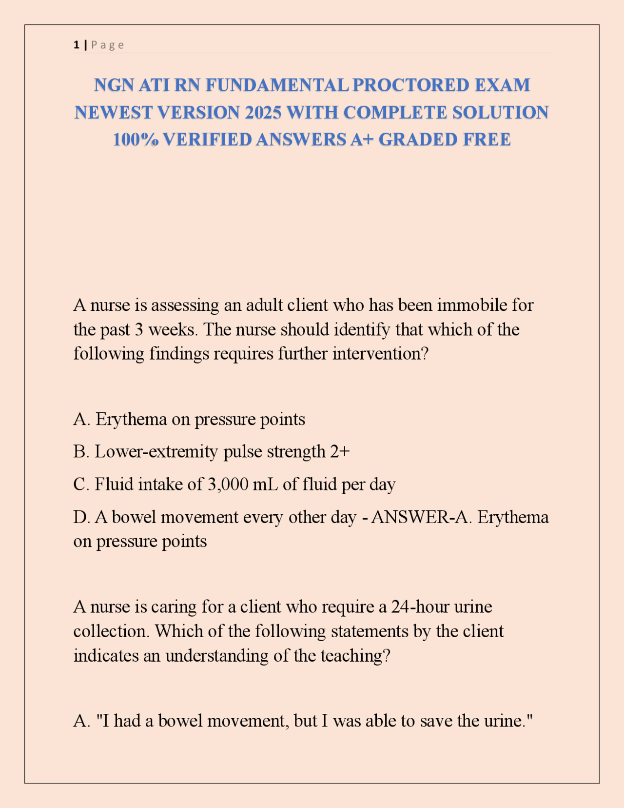 NGN ATI RN FUNDAMENTAL PROCTORED EXAM NEWEST VERSION 2025 WITH COMPLETE ...