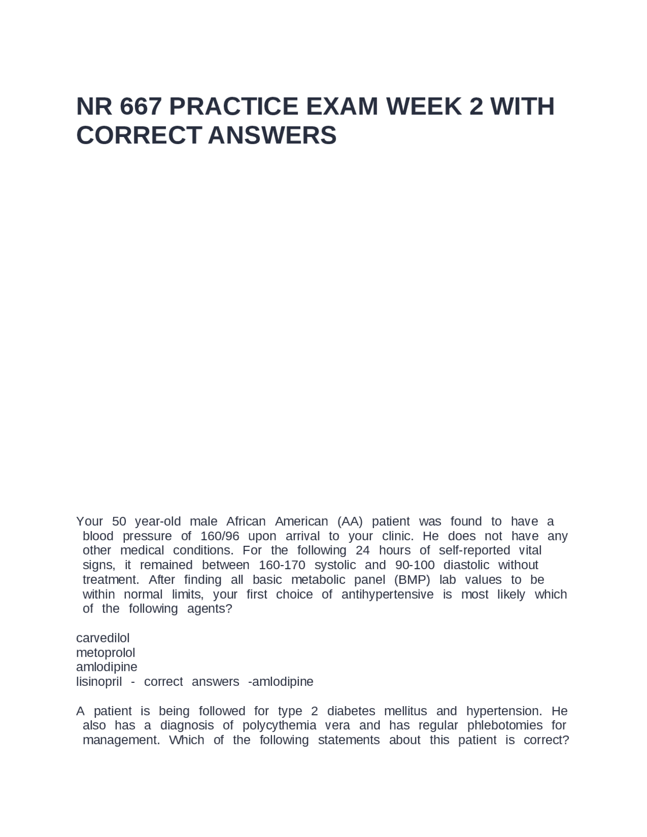 NR 667 PRACTICE EXAM WEEK 2 WITH CORRECT ANSWERS | Exams Advanced ...