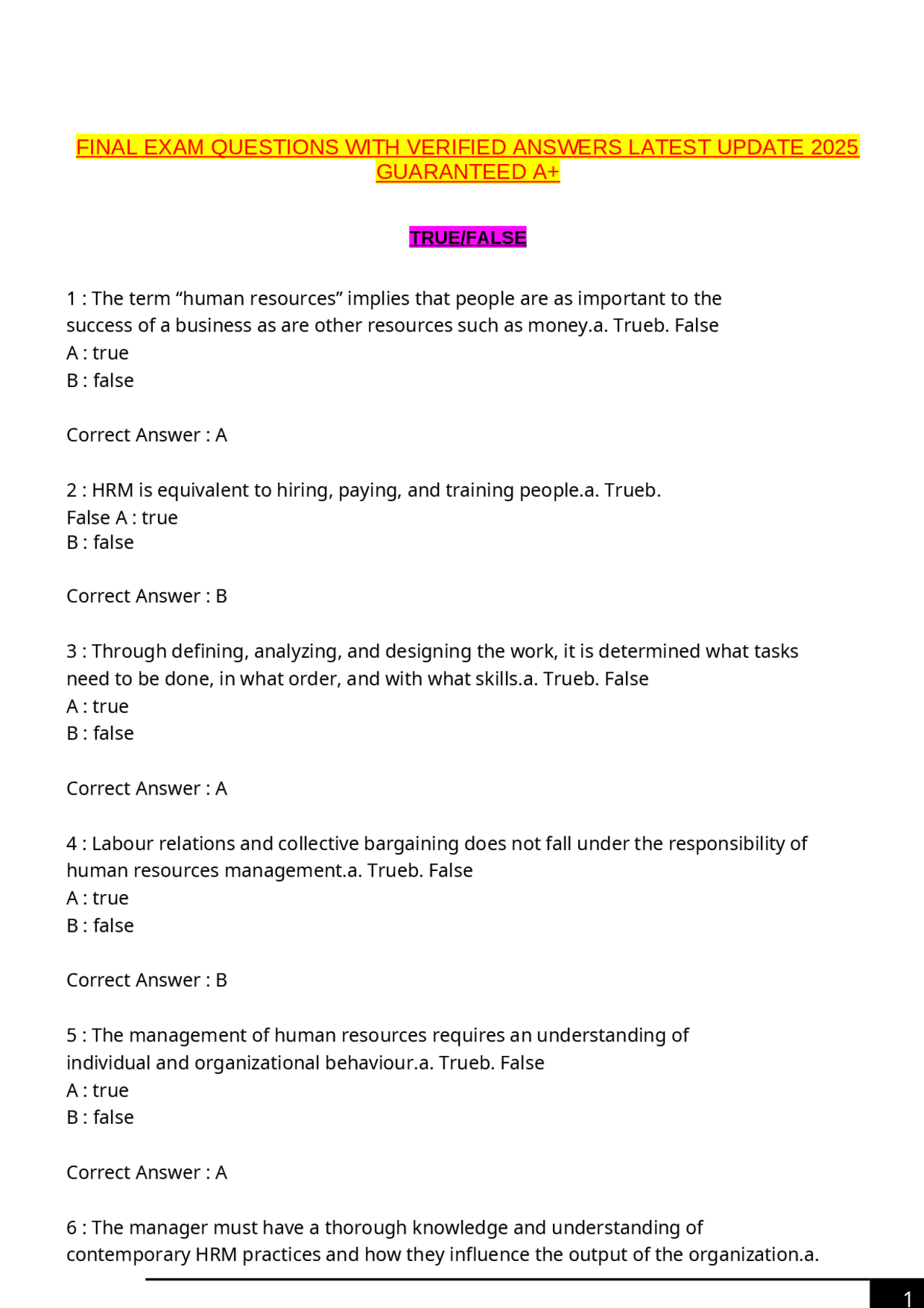 FINAL EXAM QUESTIONS WITH VERIFIED ANSWERS LATEST UPDATE 2025 ...