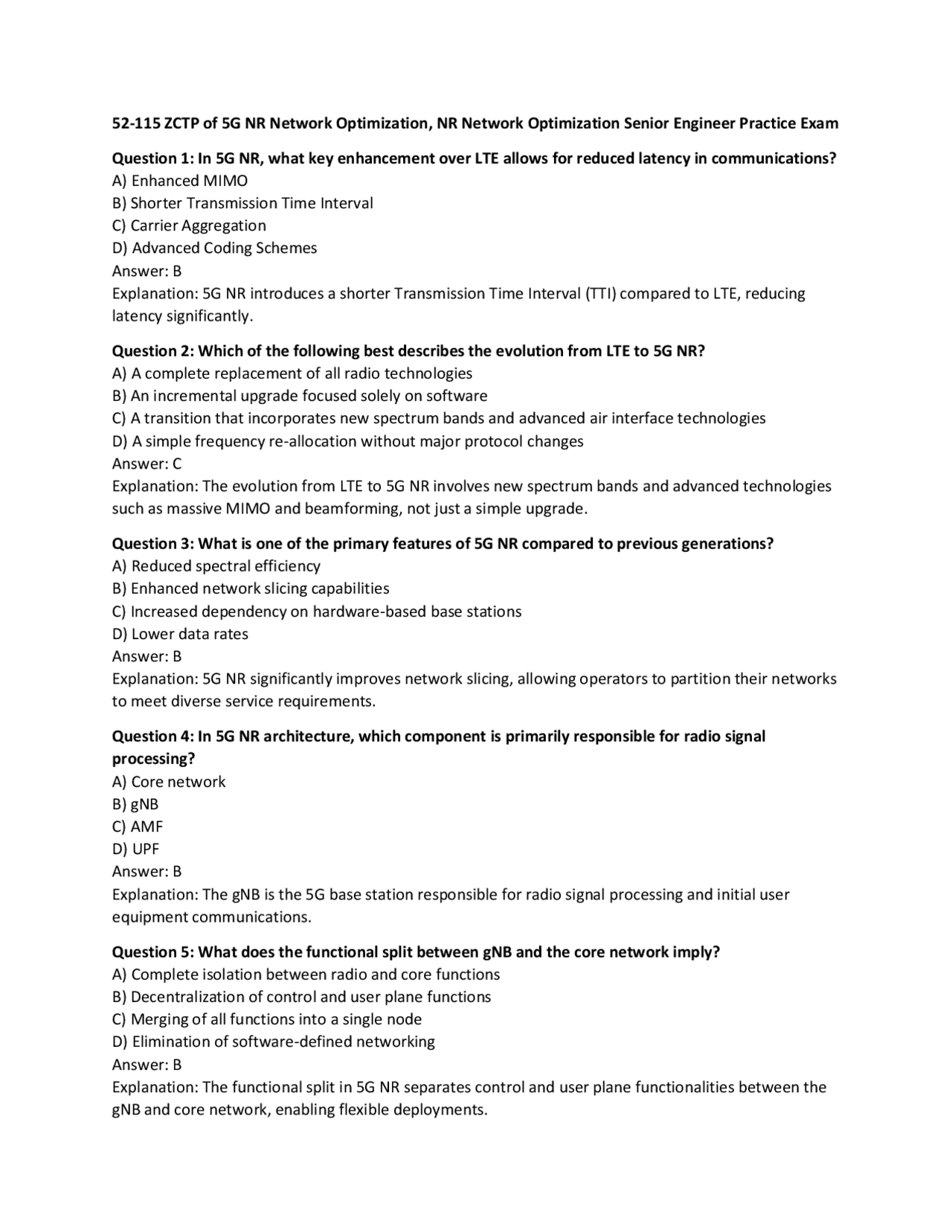 52-115 ZCTP of 5G NR Network Optimization, NR Network Optimization ...