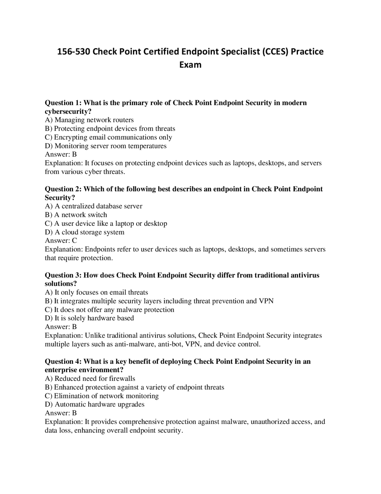 156-530 Check Point Certified Endpoint Specialist (CCES) Exam | Exams ...