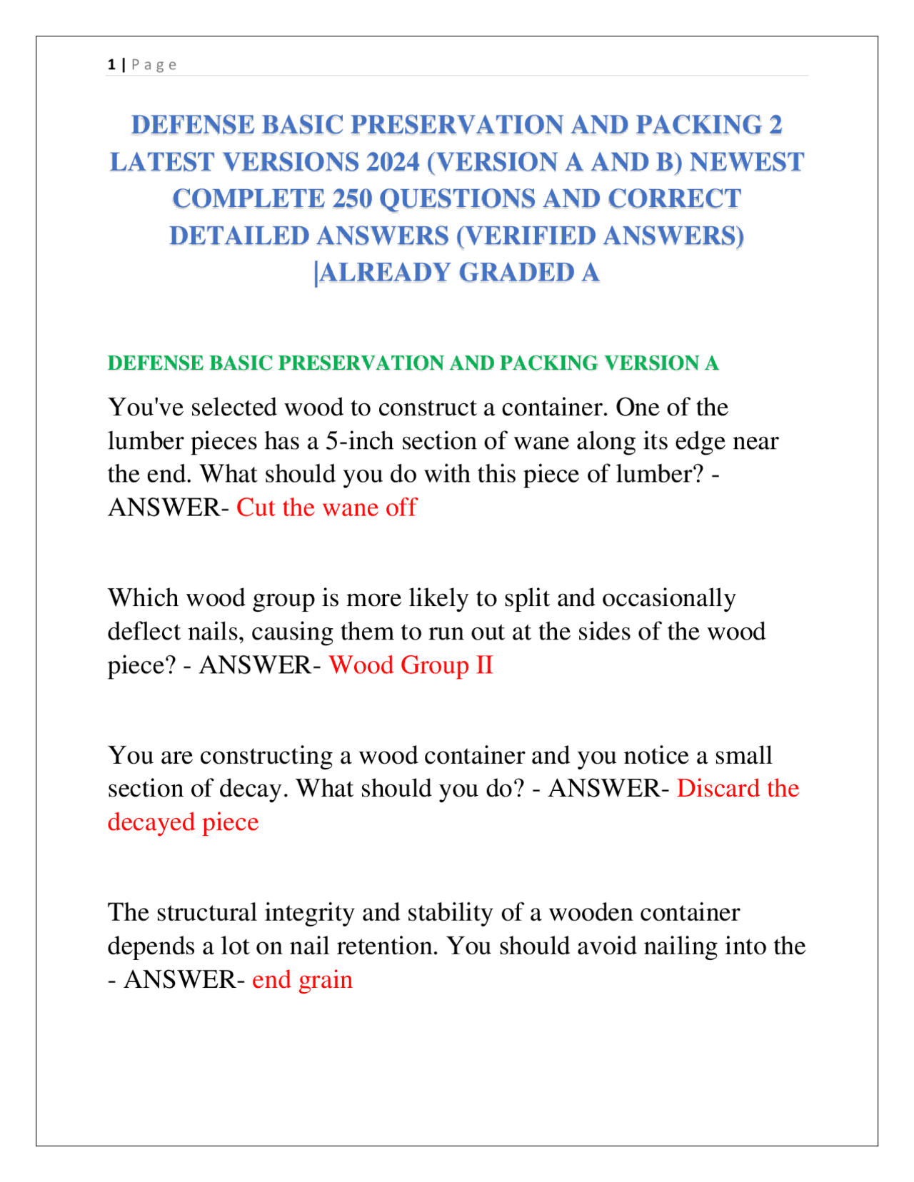 DEFENSE BASIC PRESERVATION AND PACKING 2 LATEST VERSIONS 2024 (VERSION ...