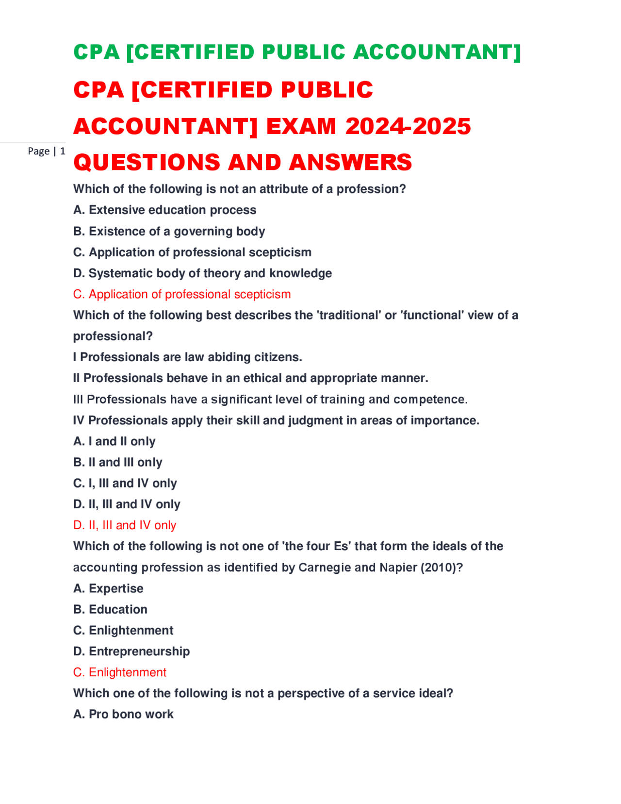 CPA [CERTIFIED PUBLIC ACCOUNTANT] EXAM 2024-2025 .pdf | Exams Nursing ...
