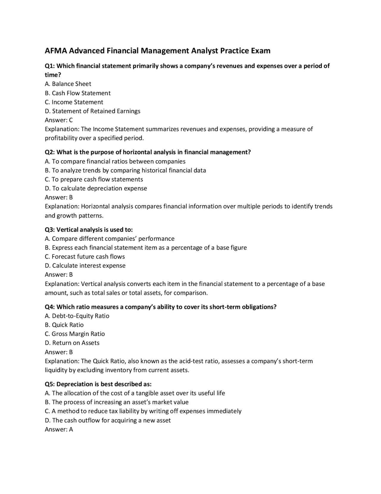 AFMA Advanced Financial Management Analyst Exam | Exams Technology ...