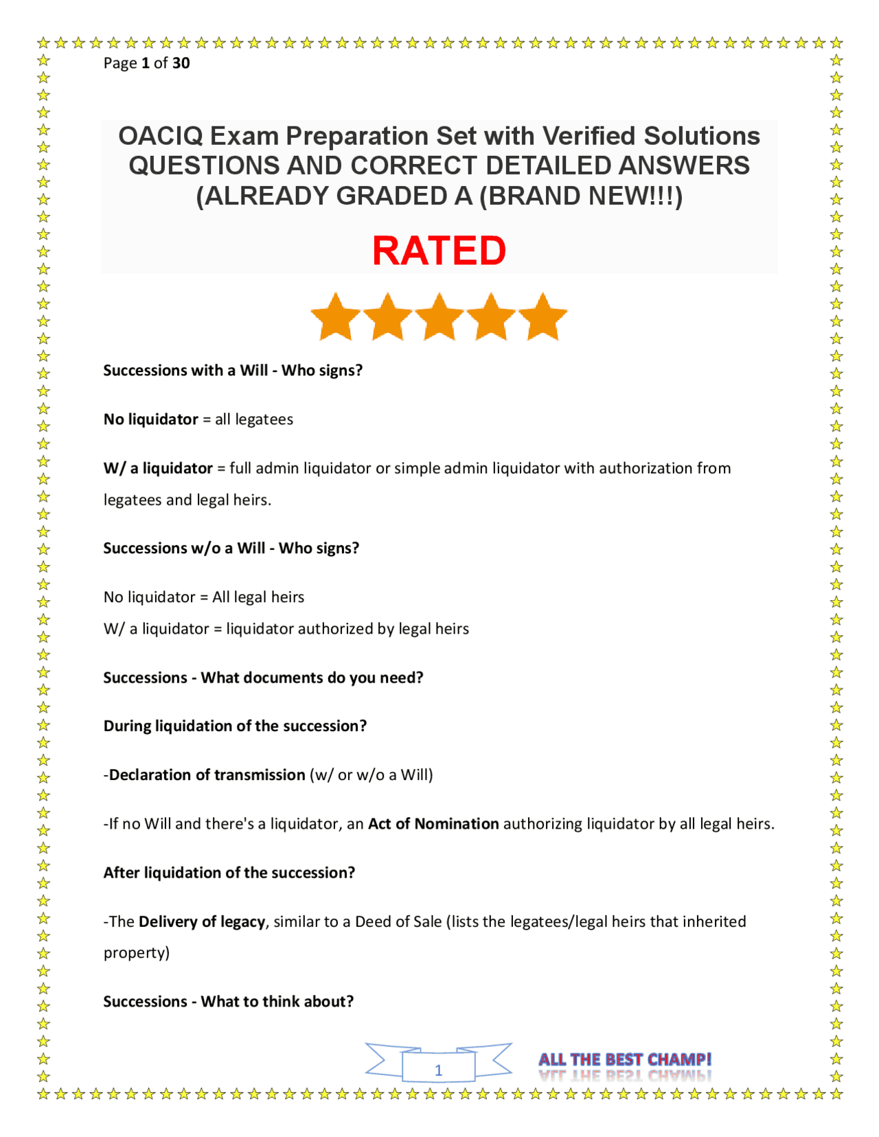 OACIQ Exam Preparation Set with Verified Solutions QUESTIONS AND ...