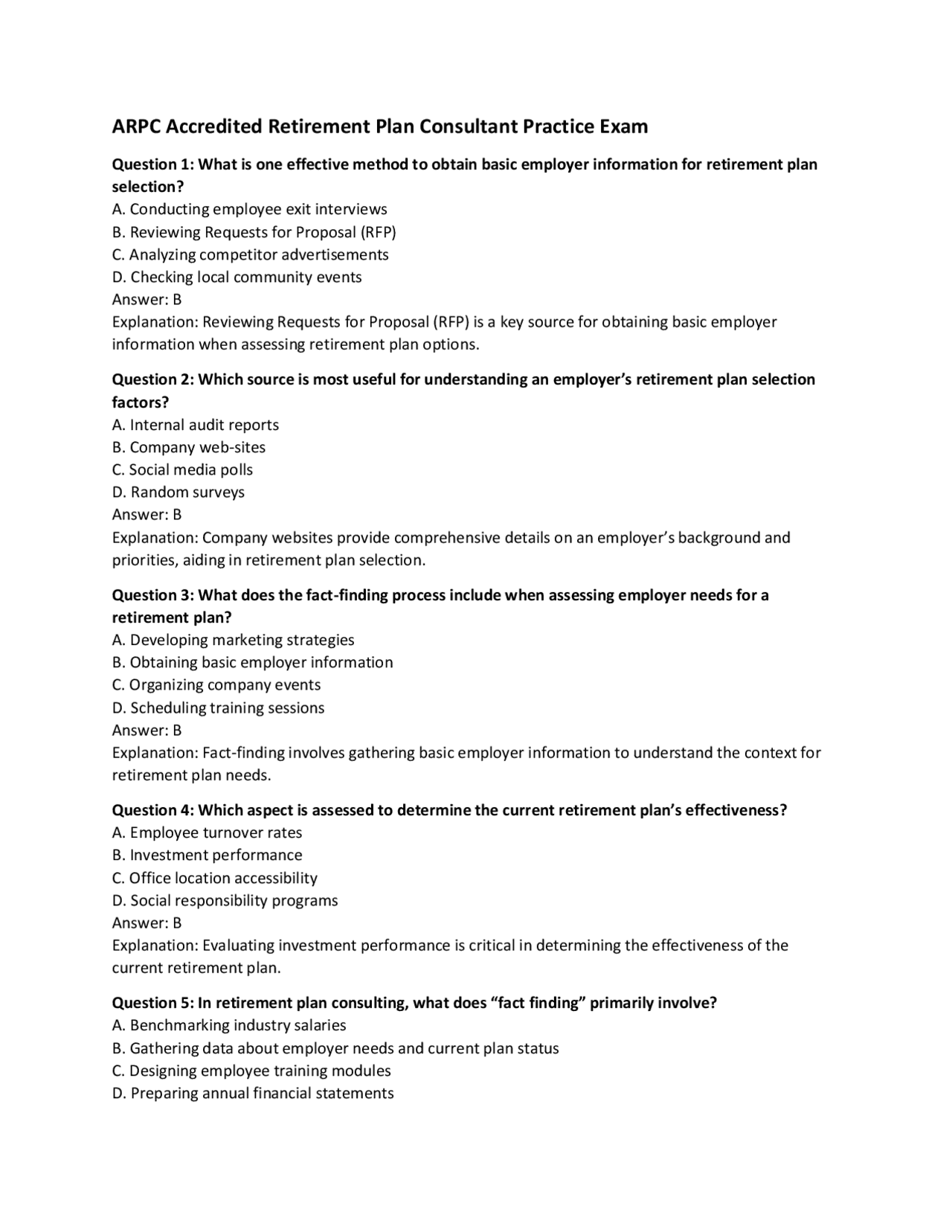 Retirement Course Rpc ARPC Accredited Retirement Plan Consultant Exam | Exams Technology ...