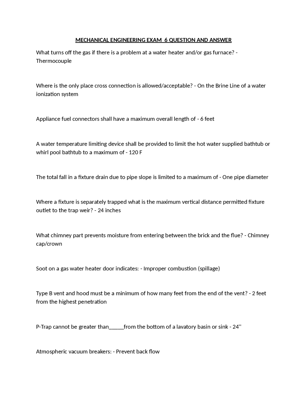 Mechanical Engineering Exam: Questions and Answers | Exams Advanced ...