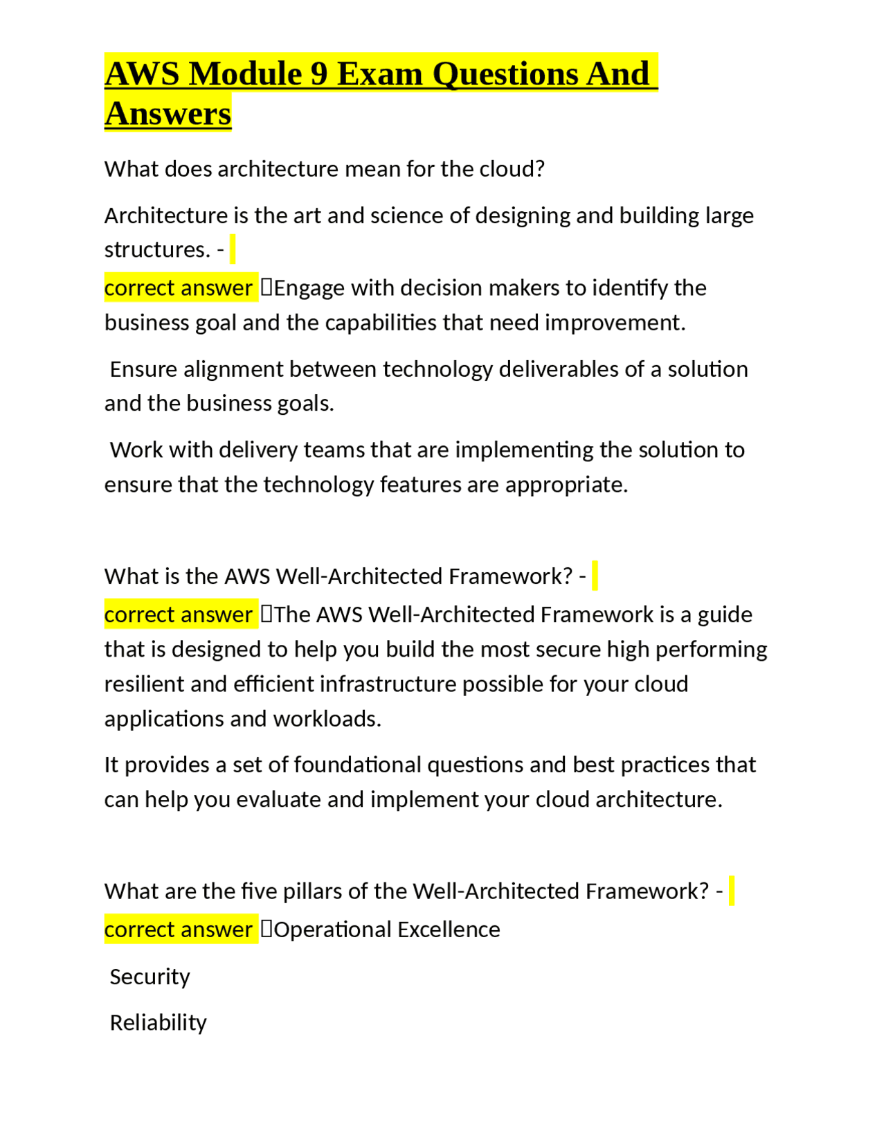 AWS Module 9 Exam: Secure & Efficient Cloud Infrastructure | Exams ...