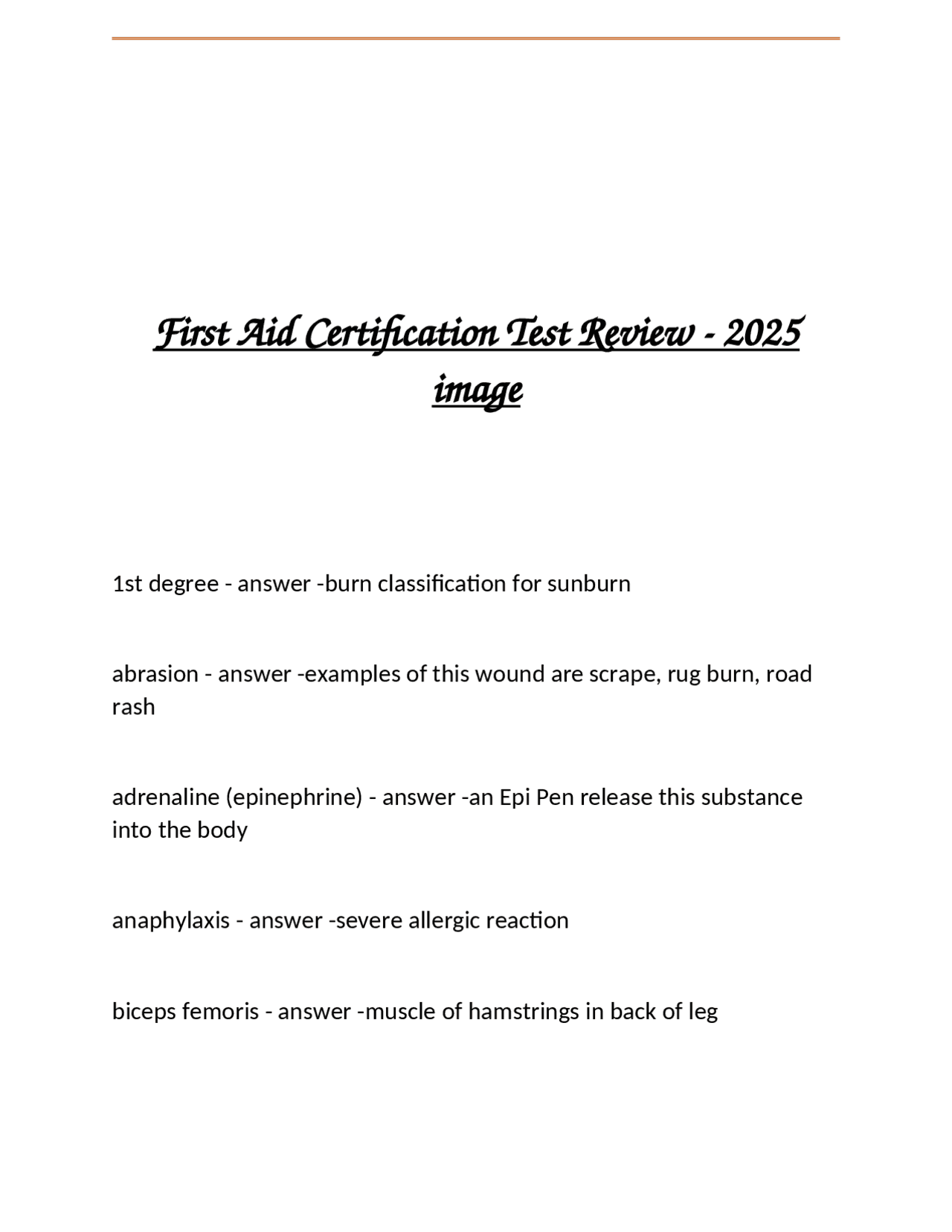 Red Cross First Aid Final Exam 2025.docx | Exams Nursing | Docsity