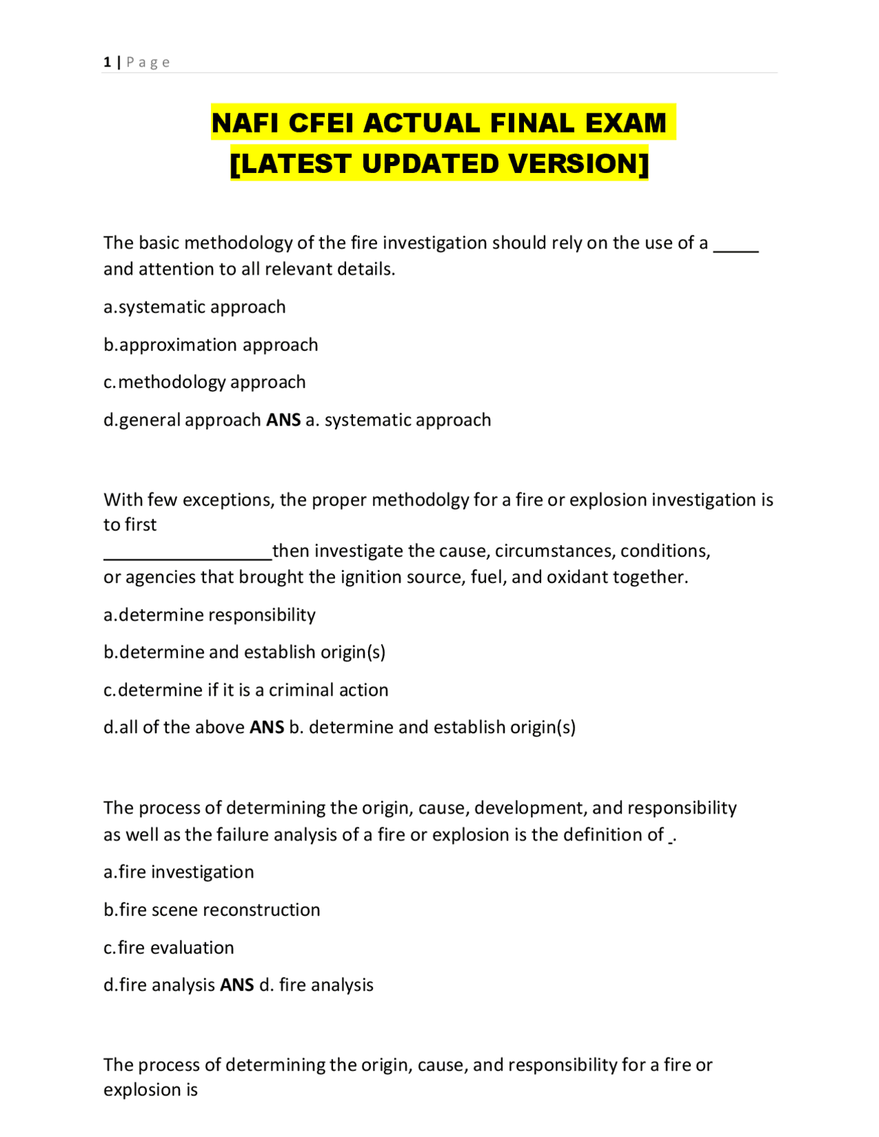 NAFI CFEI ACTUAL FINAL EXAM [LATEST UPDATED VERSION] | Exams Nursing ...