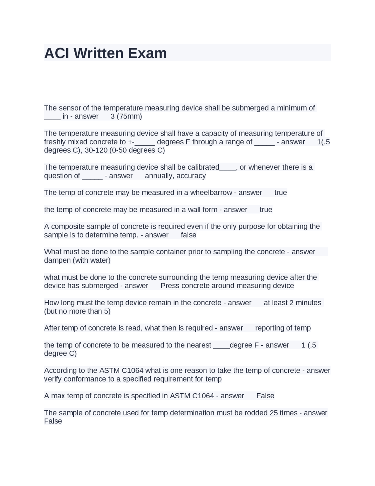 ACI Written Exam: Concrete Testing and Sampling Procedures | Exams ...