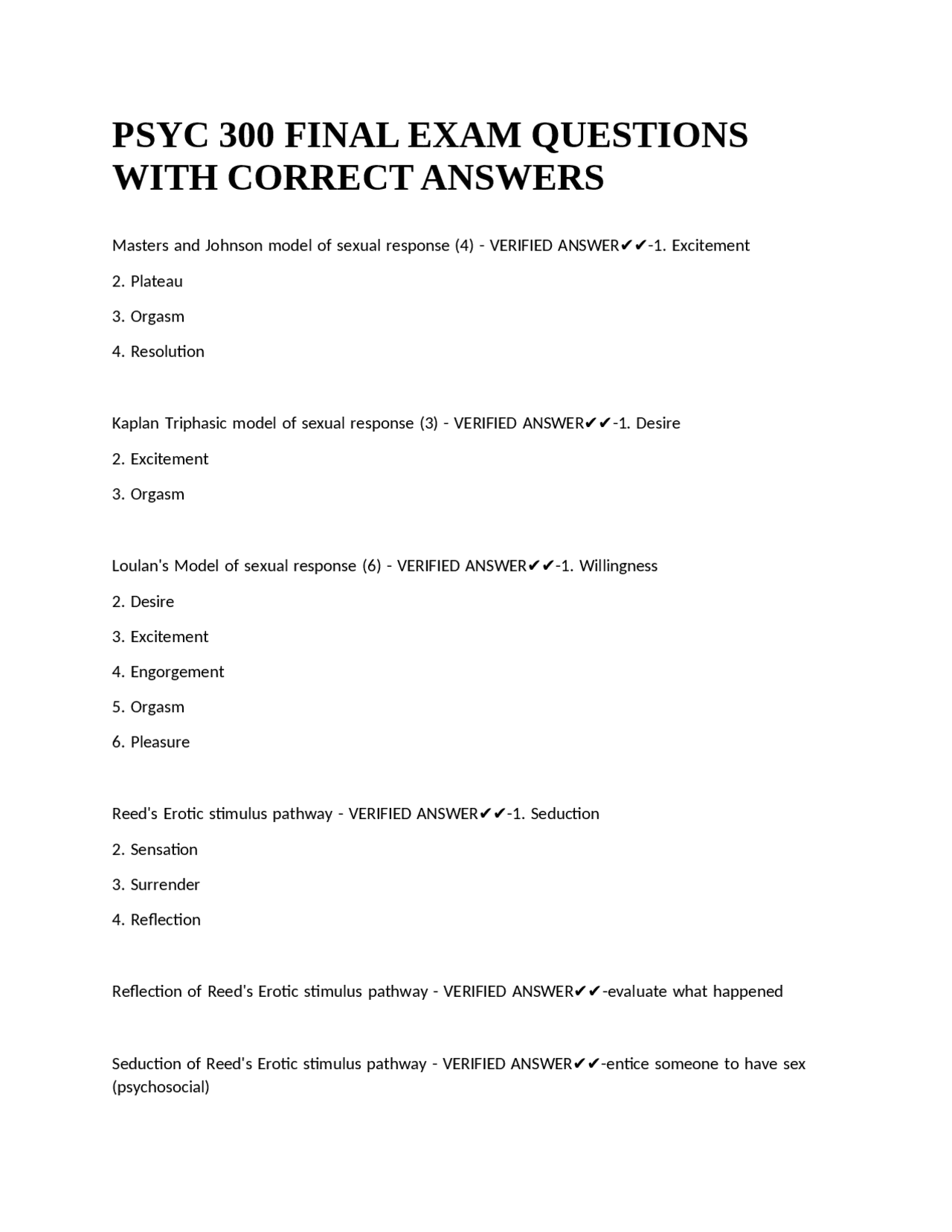 PSYC 300 FINAL EXAM QUESTIONS WITH CORRECT ANSWERS. | Exams Psychology ...