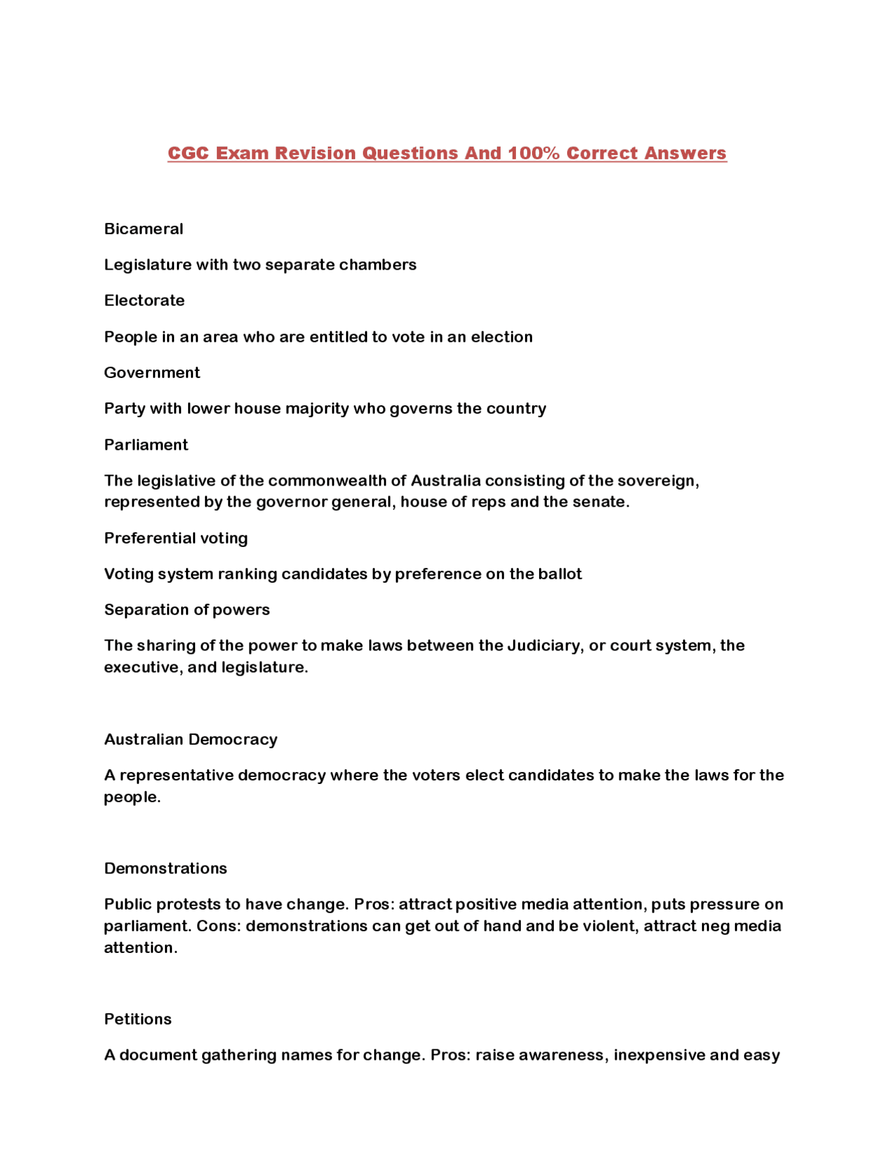 CGC Exam Revision Questions And 100% Correct Answers | Exams Advanced ...