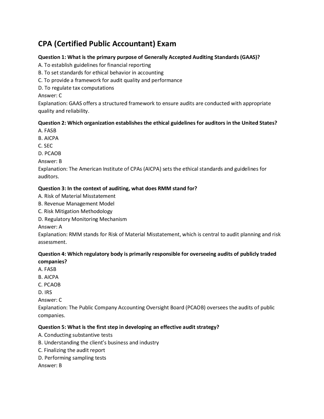 CPA (Certified Public Accountant) Exam | Exams Technology | Docsity