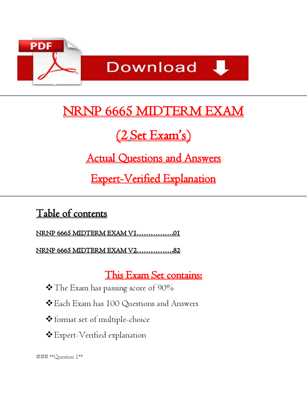 NRNP 6665 Week 6 Midterm Exam (2 set exam's) (2025 / 2026) Most ...