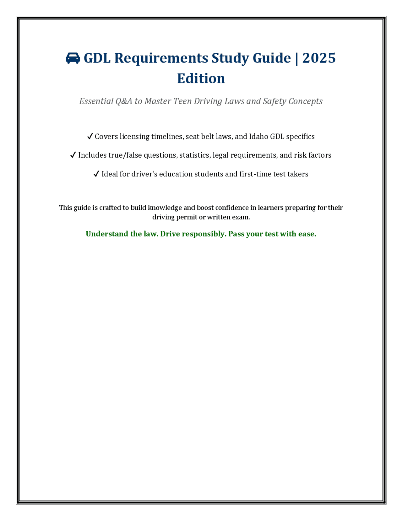 LESSON 1: GDL REQUIREMENTS with Answers Focus on Your Success | Exams ...