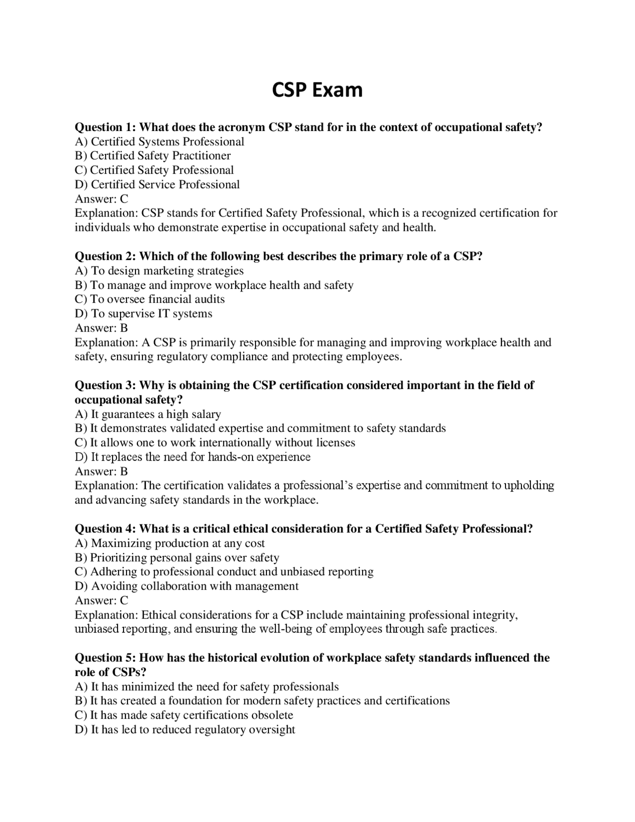 CSP Practice Exam... | Exams Technology | Docsity