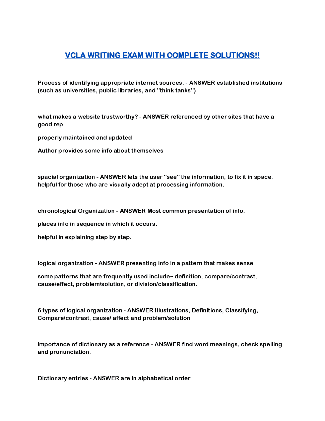 Vcla VCLA Writing Exam: A Guide to Effective Writing and Research | Exams ...