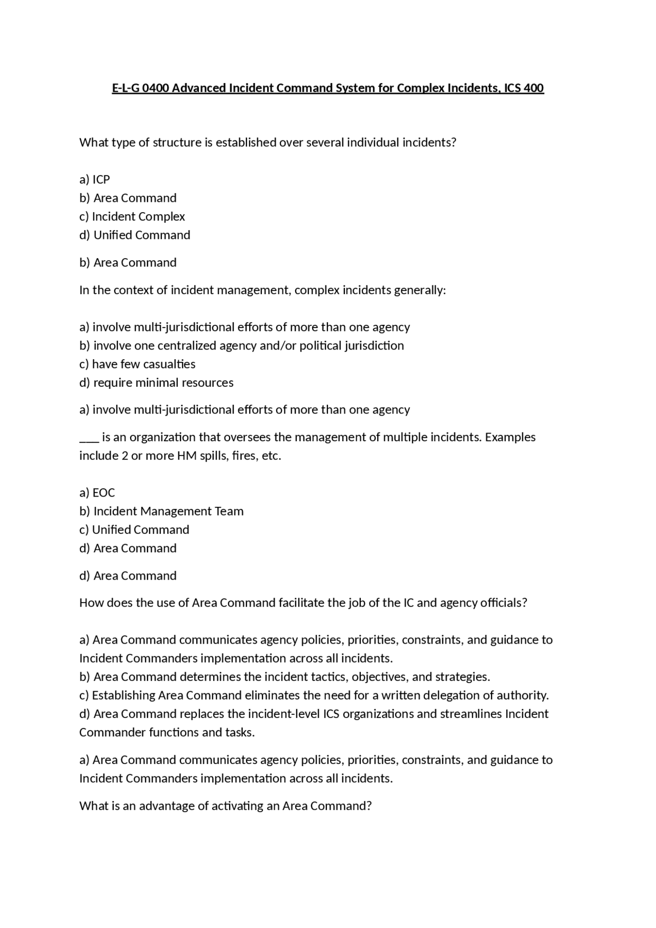 E-L-G 0400 Advanced Incident Command System for Complex Incidents, ICS ...
