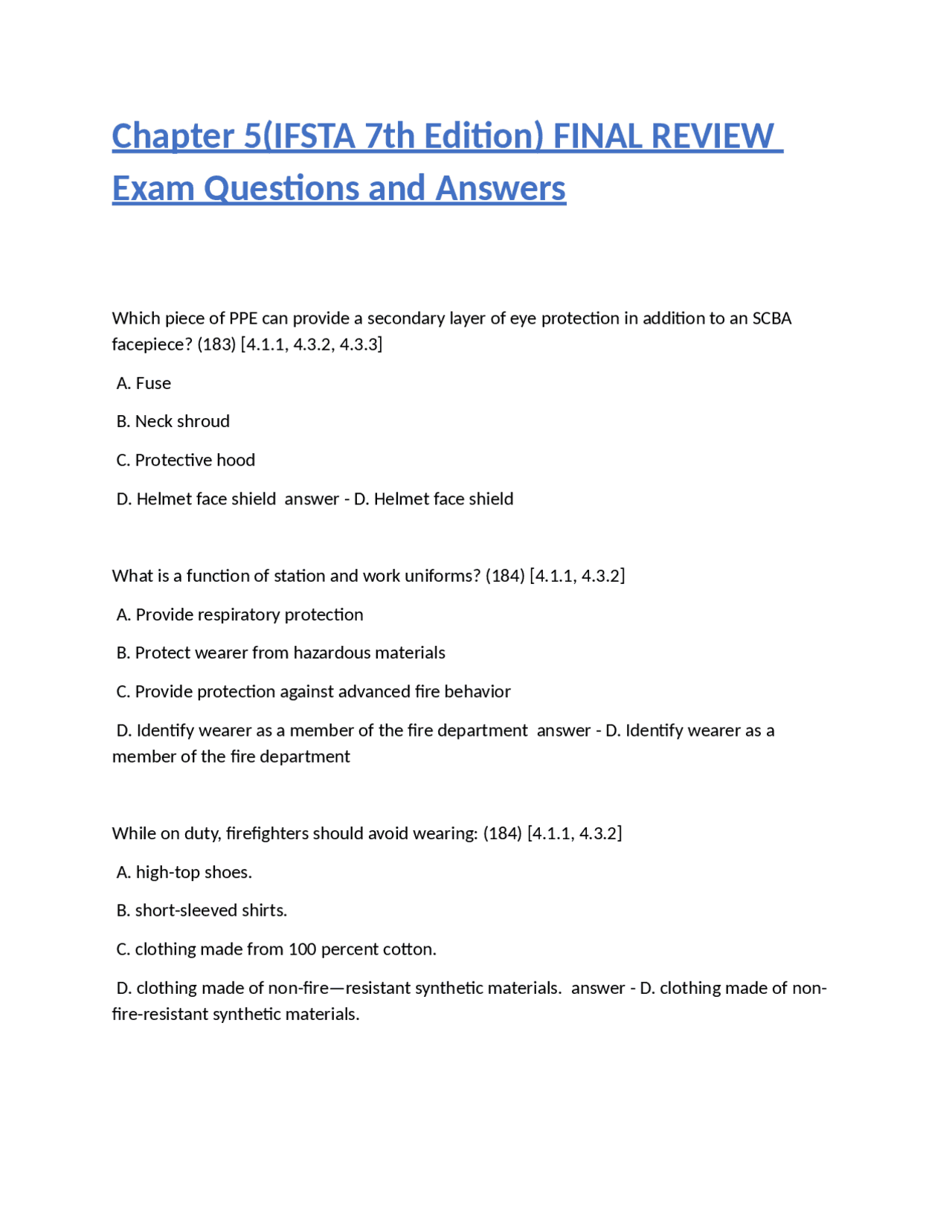 Chapter 5(IFSTA 7th Edition) FINAL REVIEW Exam Questions and Answers ...