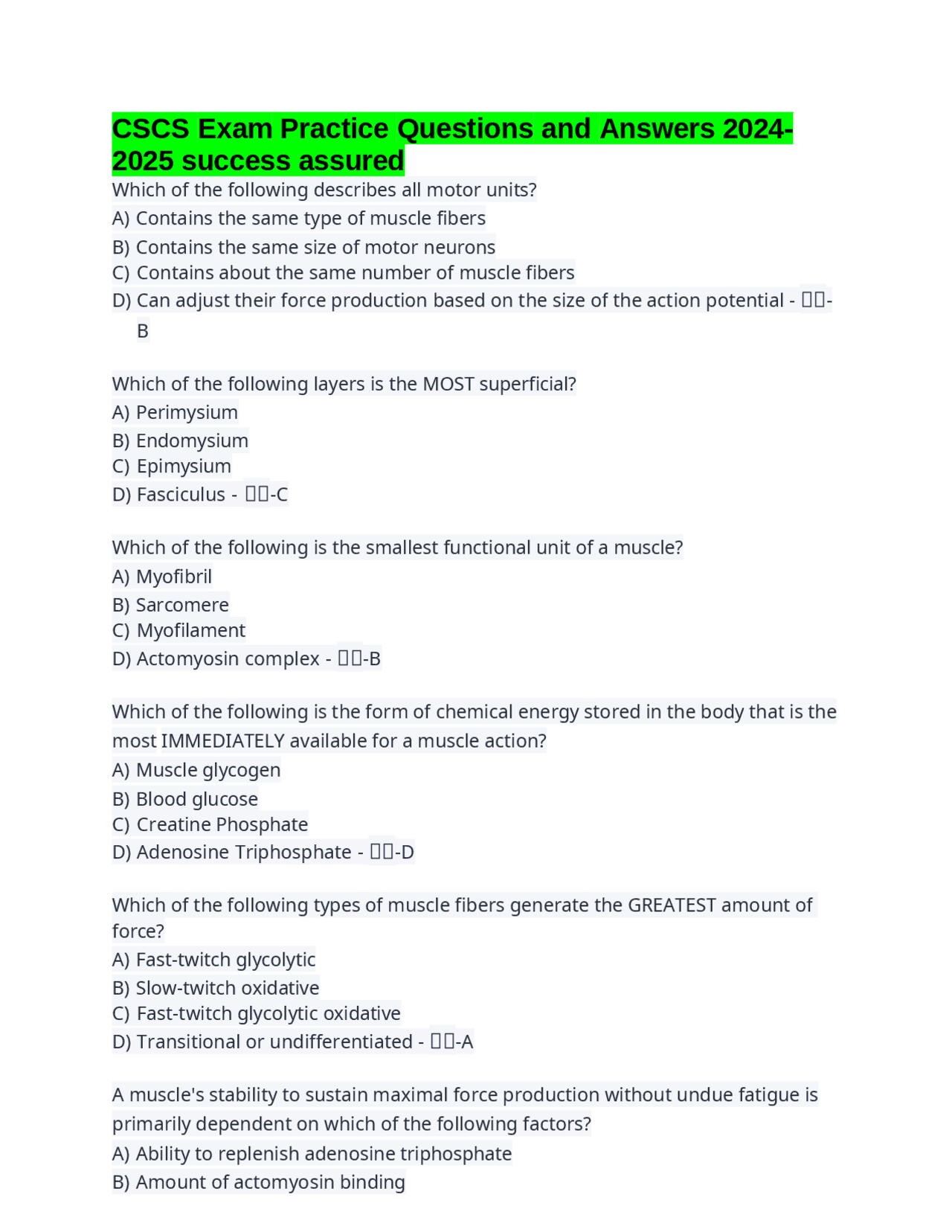 Cscs Exam Musculoskeletal Anatomy Physiology Energy Systems Exams