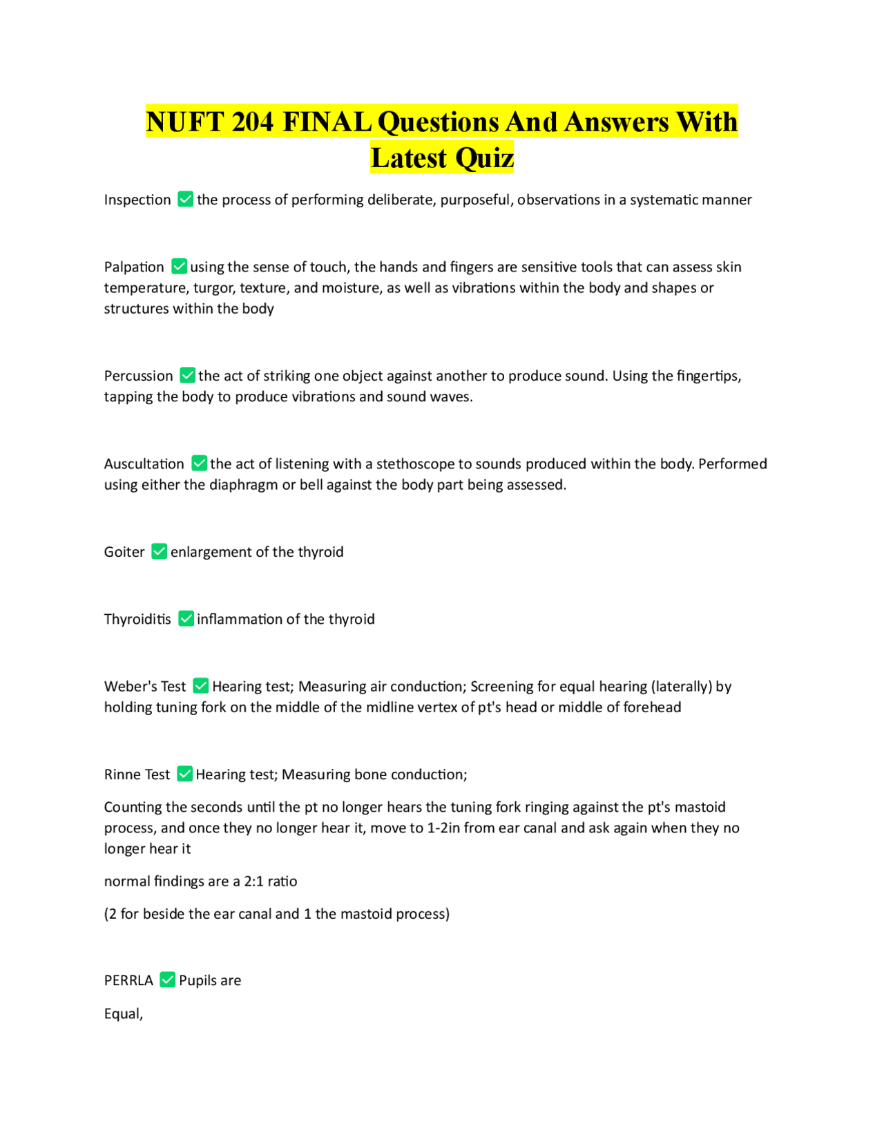 NUFT 204 FINAL Questions And Answers With Latest Quiz | Exams Advanced ...