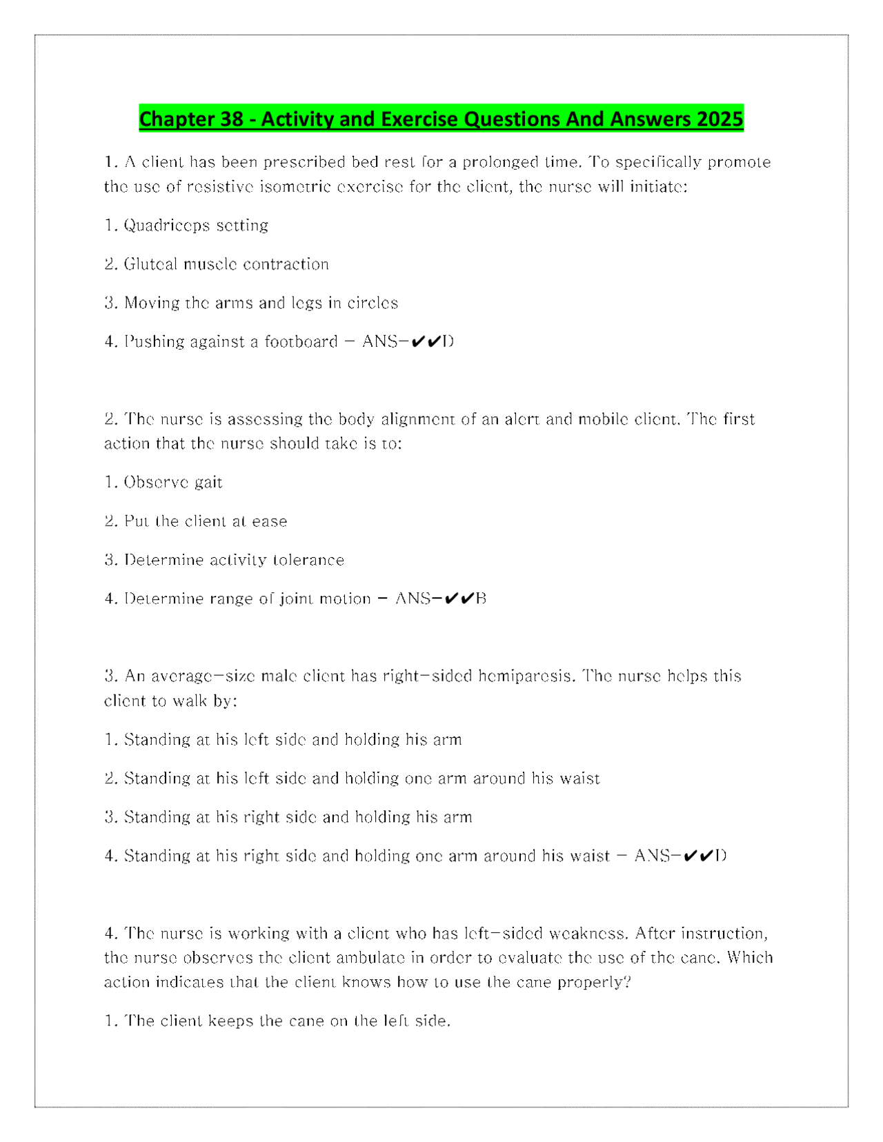 Chapter 38 - Activity and Exercise Questions And Answers 2025 | Exams ...