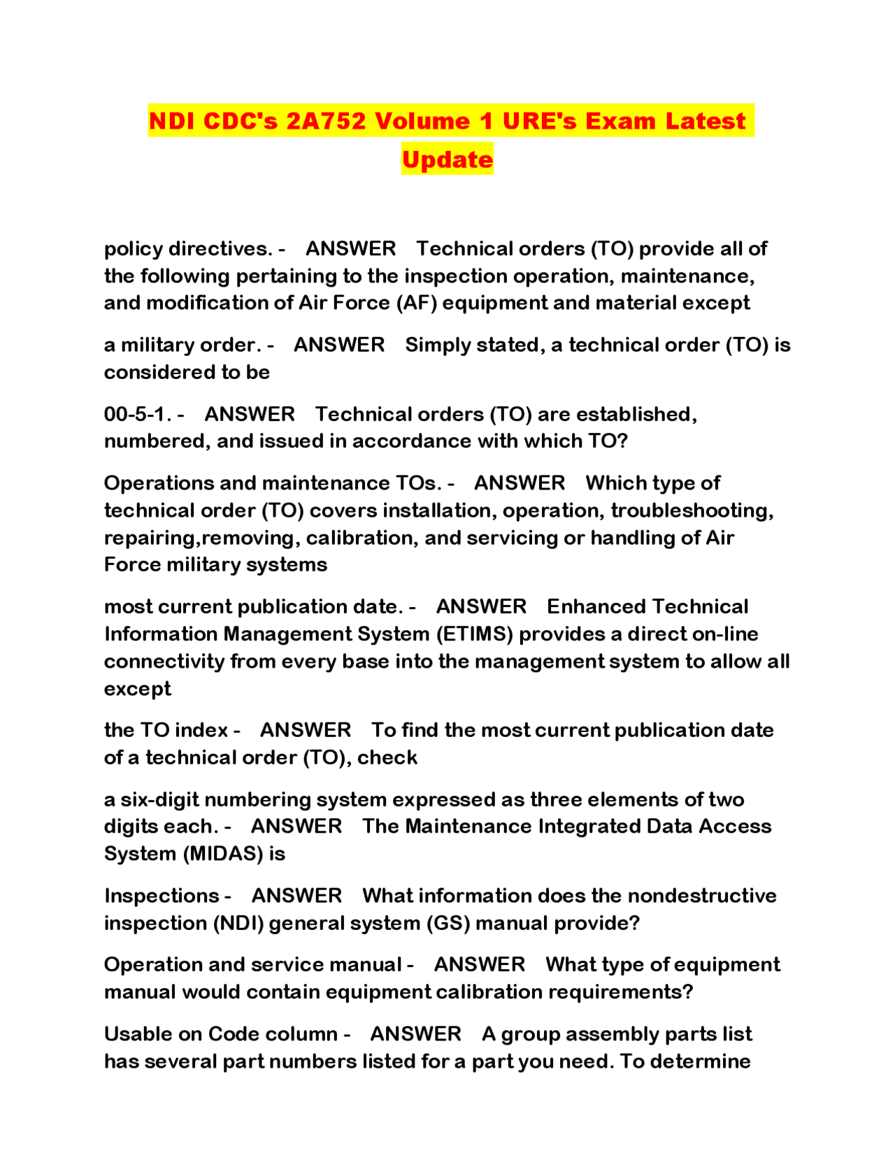Tasking Order Example Air Force Air Force Technical Orders and Maintenance Procedures: A Q&A Guide ...