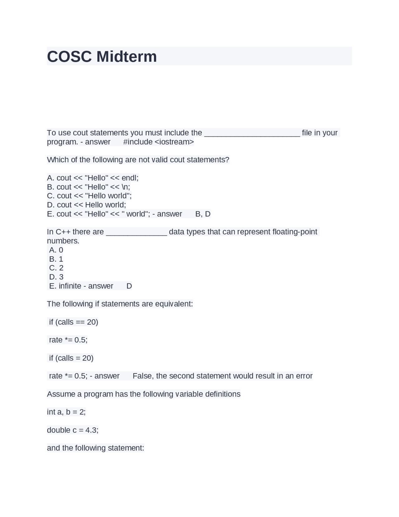 C++ Programming Exercises: Data Types, Operators, Loops, Arrays, and ...