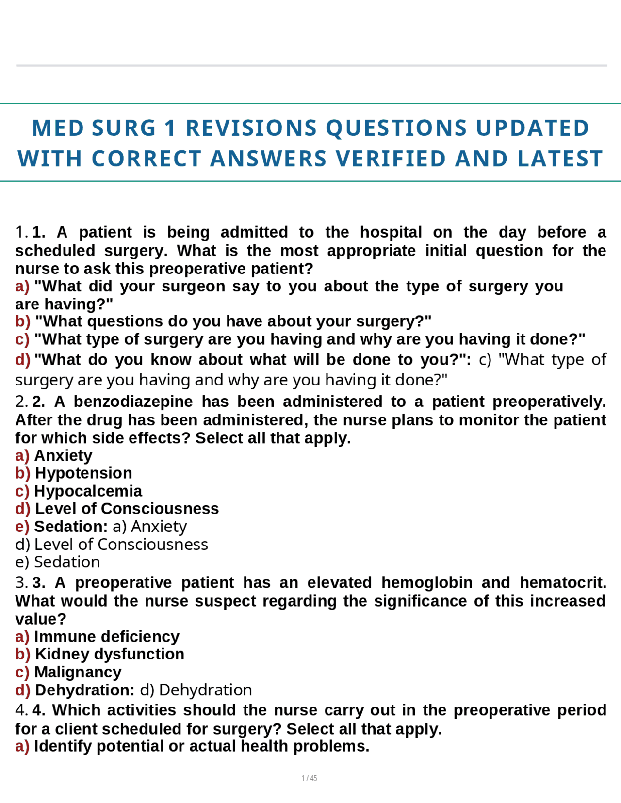Med-Surg 1: Preoperative, Intraoperative, and Postoperative Nursing ...