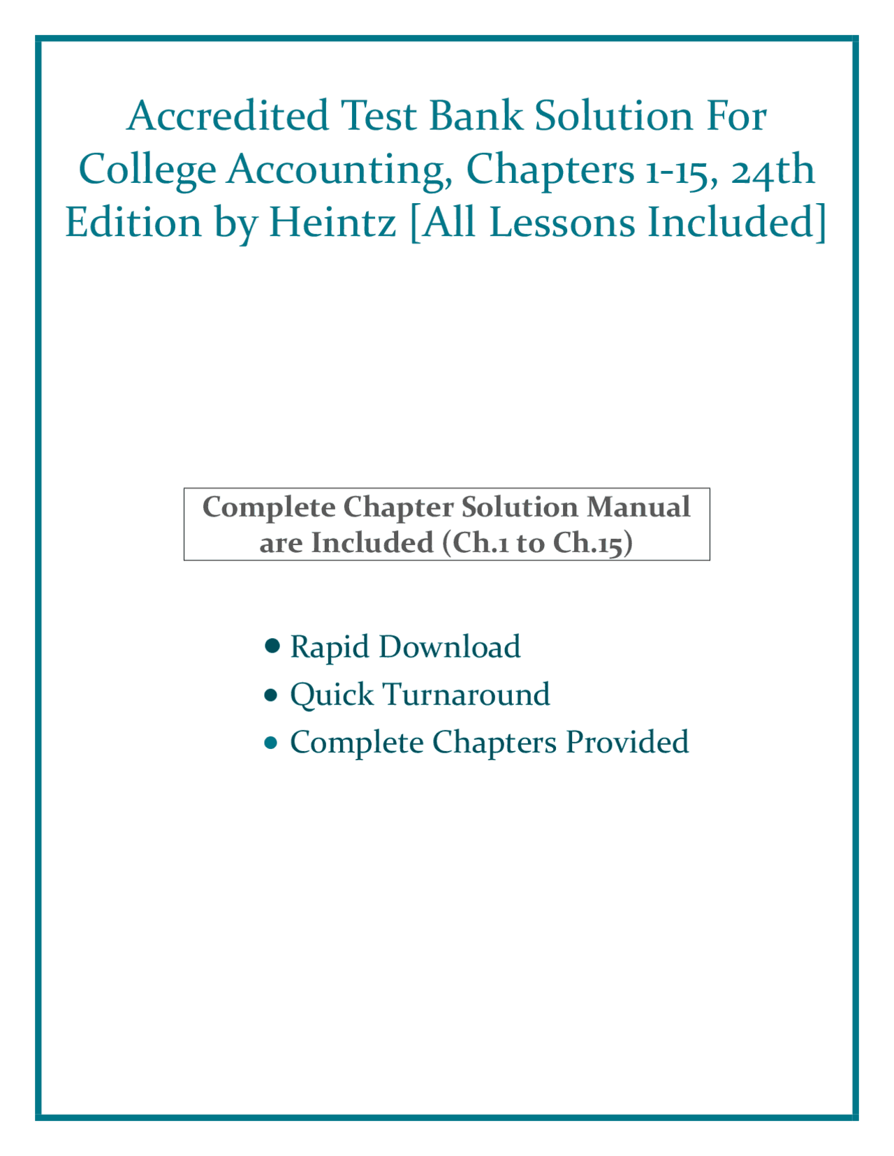 College Accounting, Chapters 1-15, 24th Edition by Heintz | Exams ...