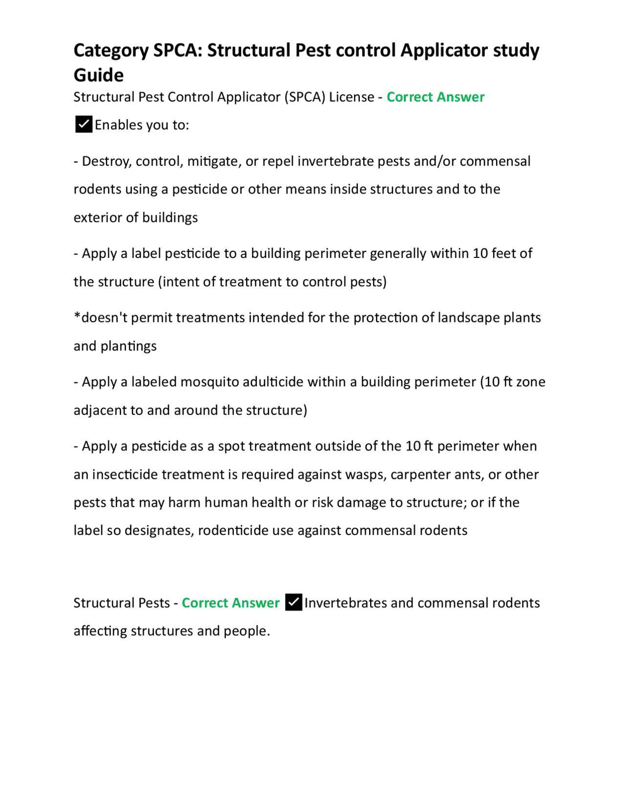 Category SPCA Structural Pest control Applicator study Guide | Exams ...