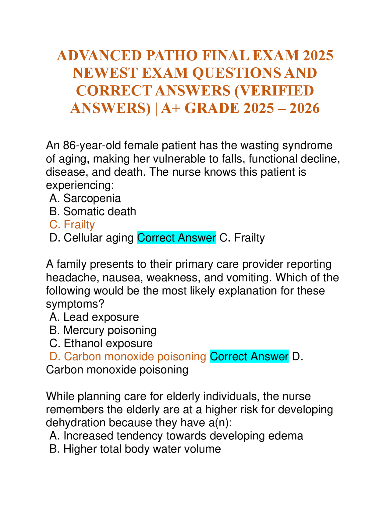 ADVANCED PATHO FINAL EXAM 2025 NEWEST EXAM QUESTIONS AND CORRECT ...
