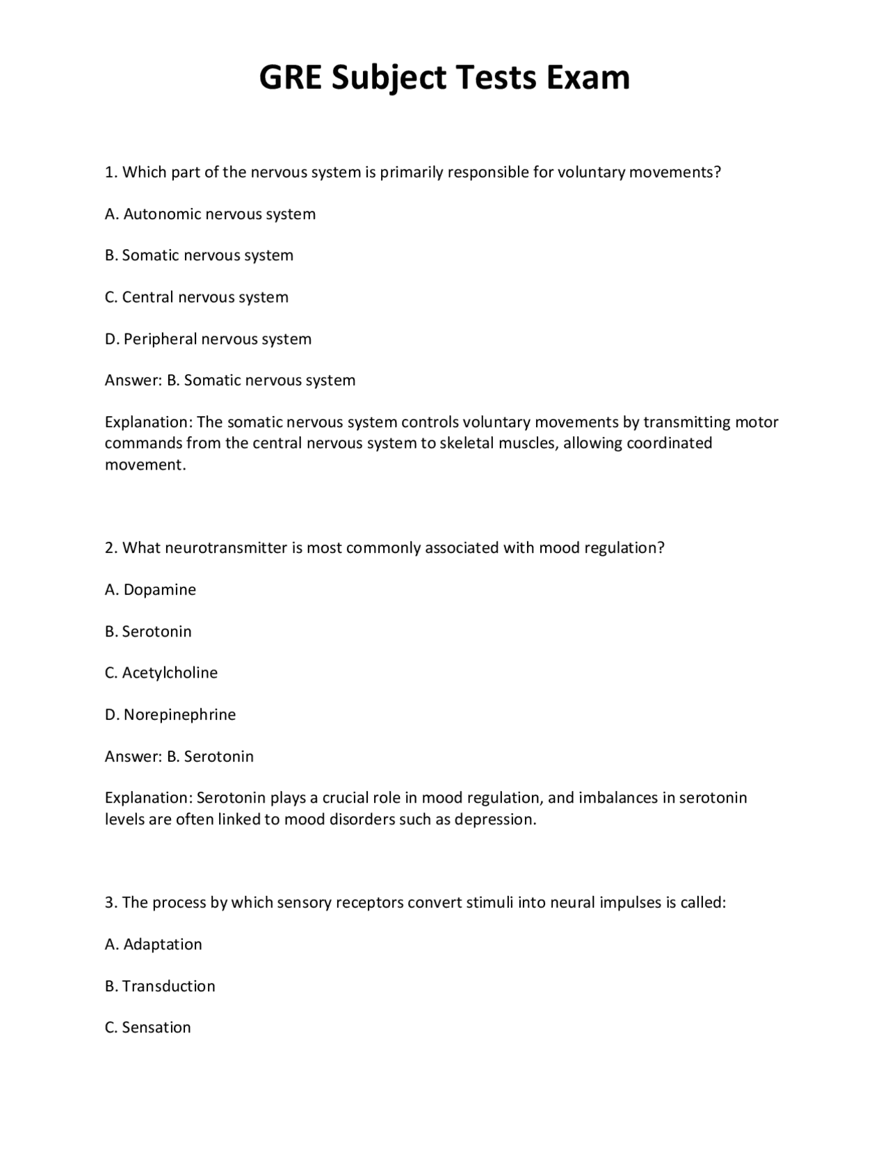 GRE Subject Tests Exam | Exams Technology | Docsity