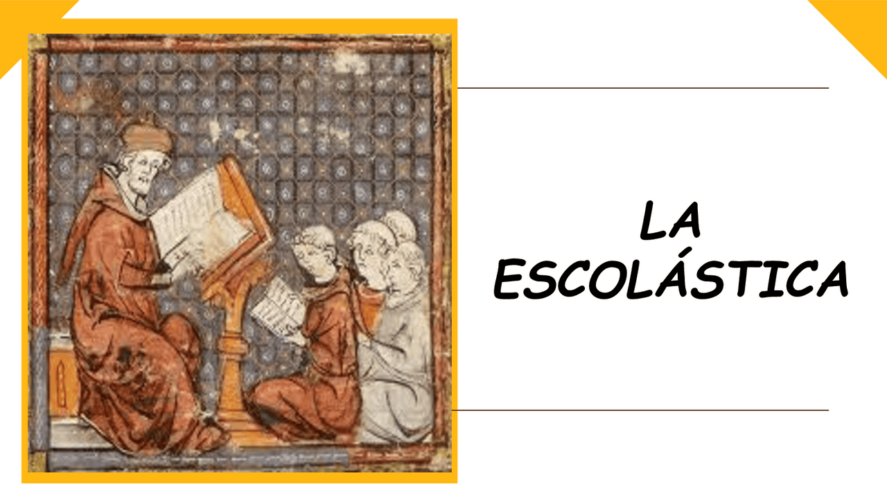 Escolástica Medieval: Historia, Pensamiento y Figuras Clave | Diapositivas de Historia | Docsity