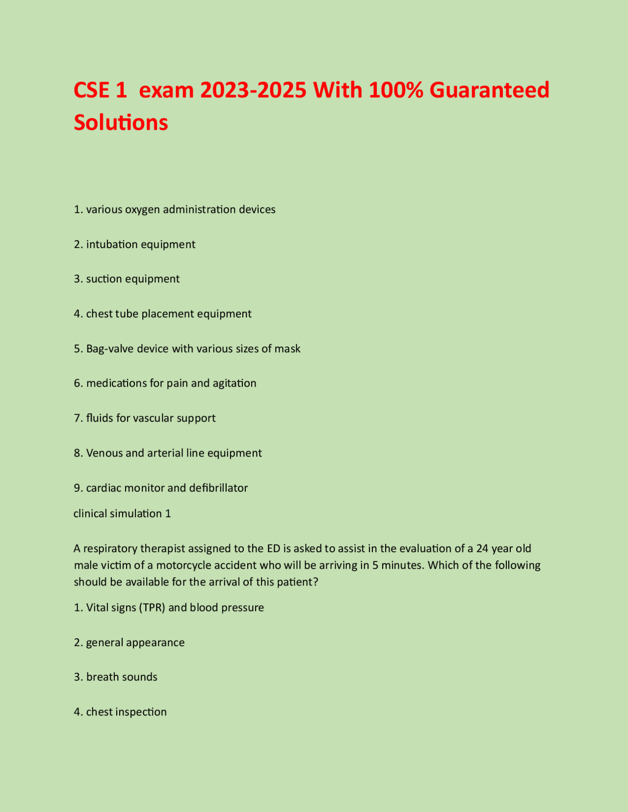 CSE 1 exam 2023-2025 With 100% Guaranteed Solutions | Exams Health ...