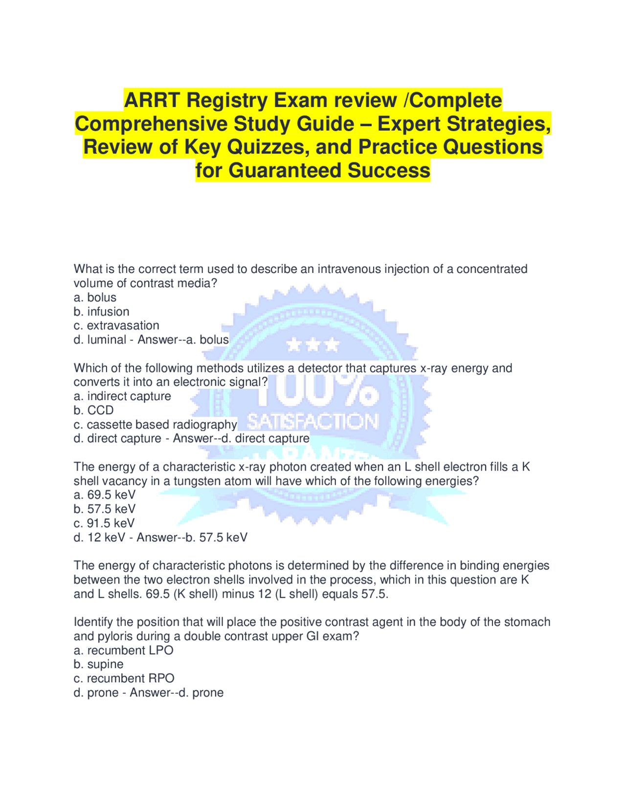 ARRT Registry Exam review /Complete Comprehensive Study Guide – Expert ...