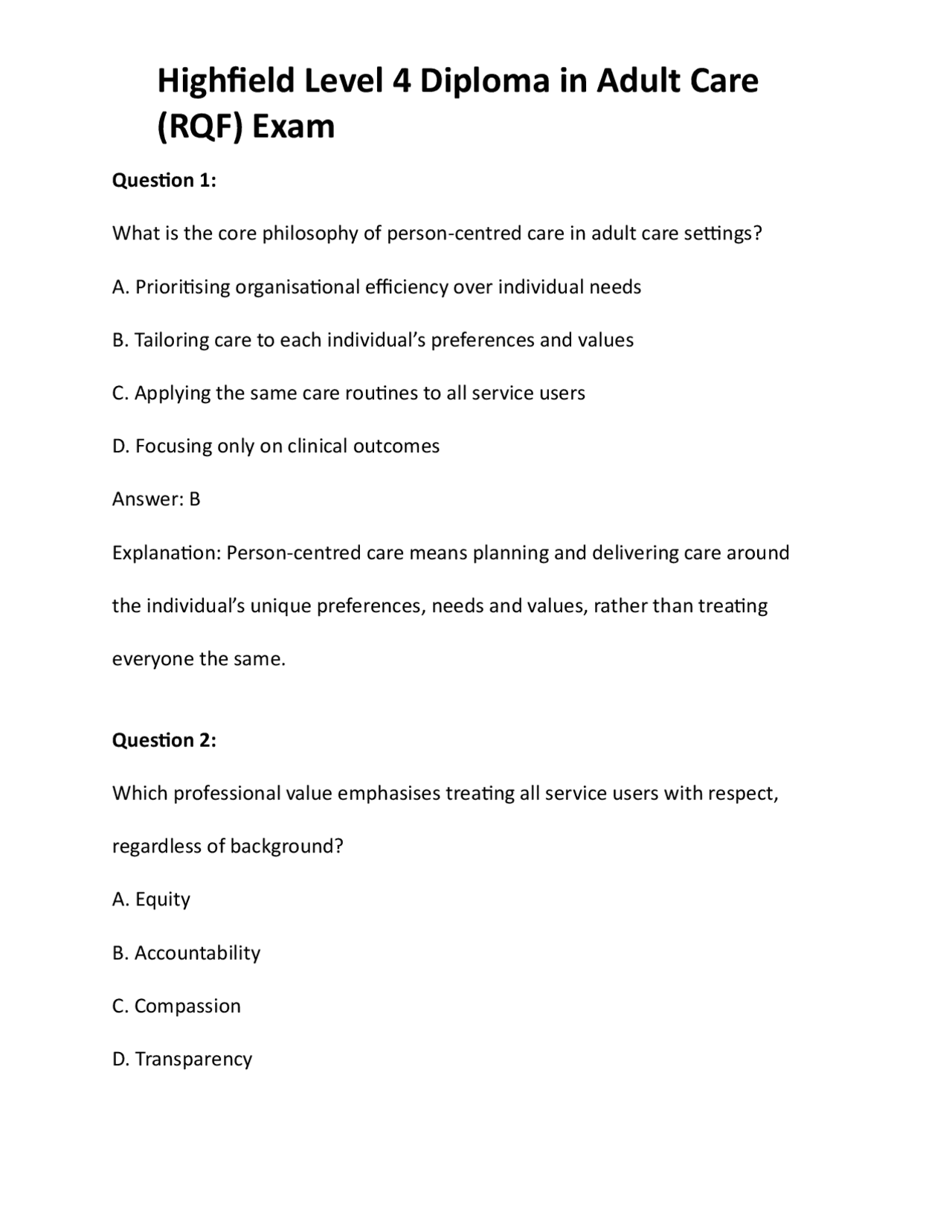 Highfield Level 4 Diploma in Adult Care (RQF) Exam | Exams Technology ...