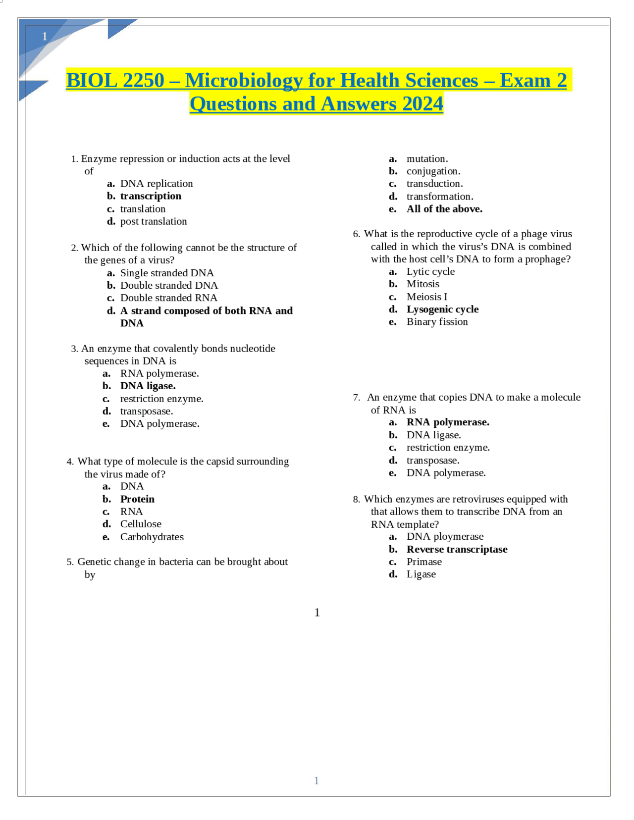 Microbiology for Health Sciences Exam 2 Questions and Answers 2024 ...