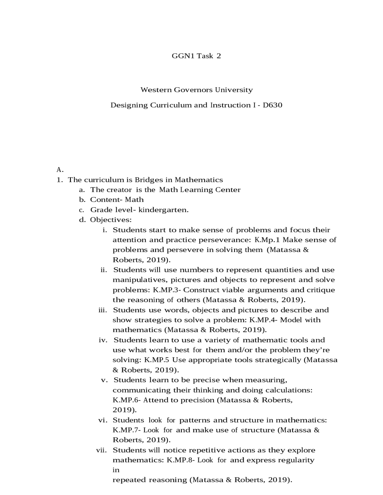 Wgu Mba Task 2 Example GGN1 Task 2 Western Governors University Designing Curri | Thesis ...