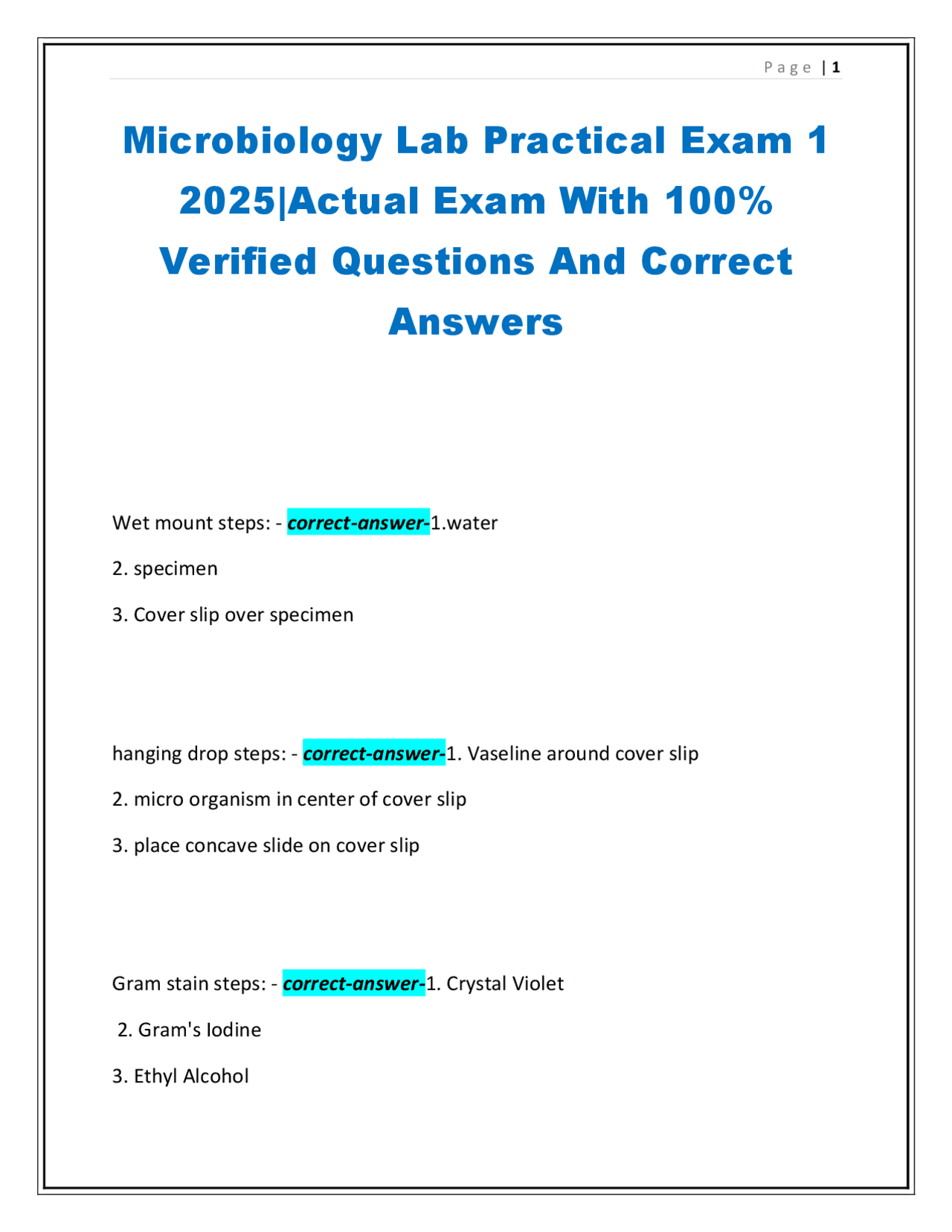 Microbiology Lab Exam 1