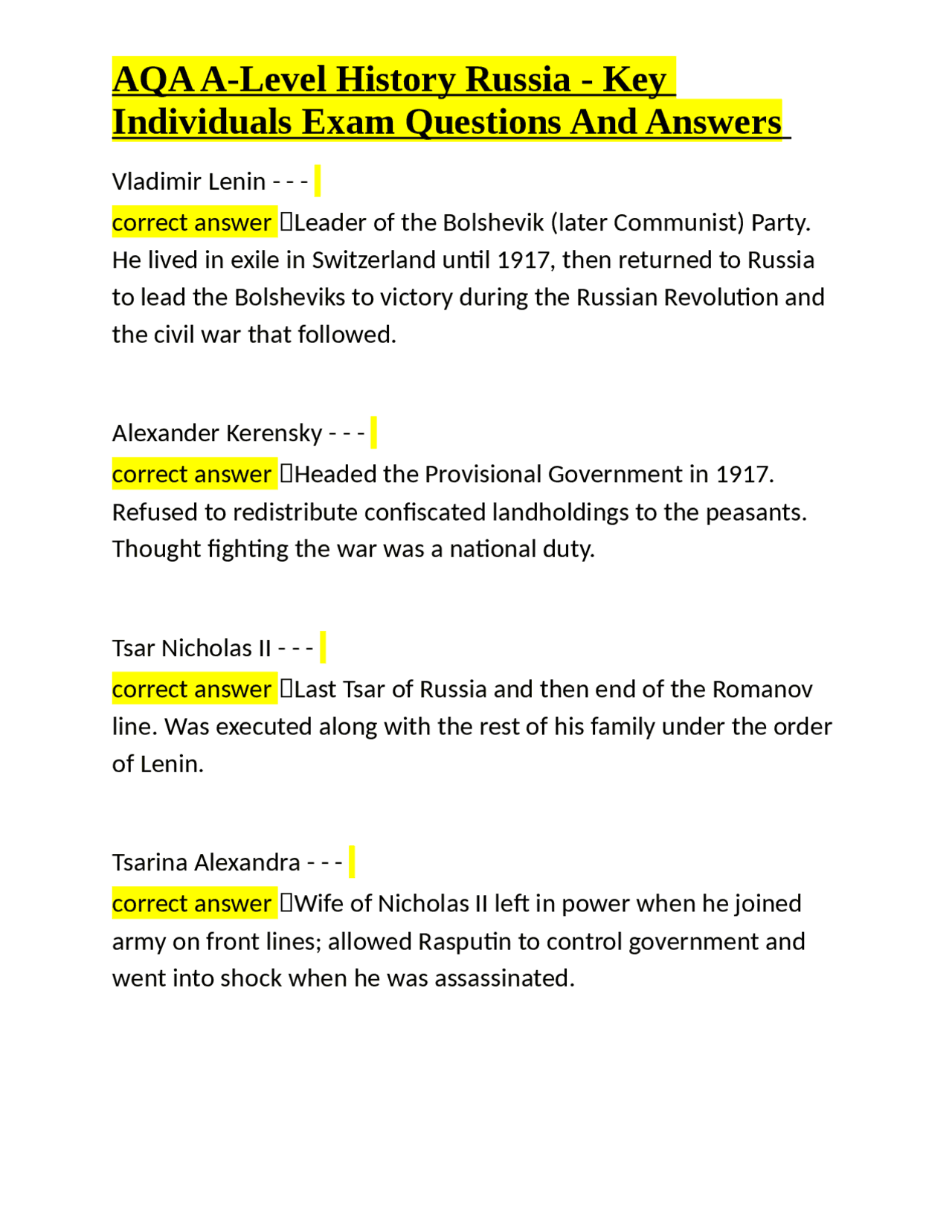 Russian Revolution A Level History