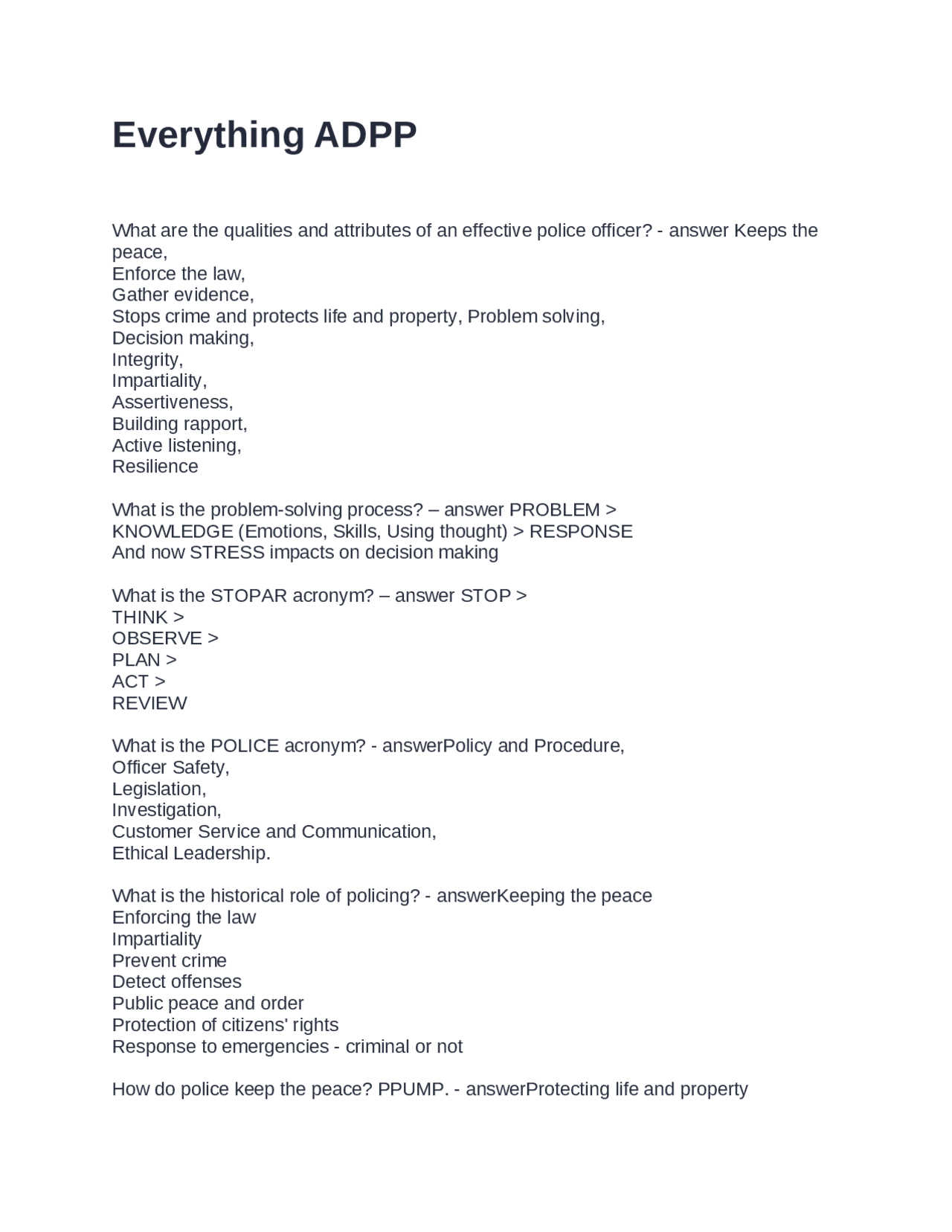 Everything ADPP. Questions and Answers Fully Solved | Exams Advanced ...