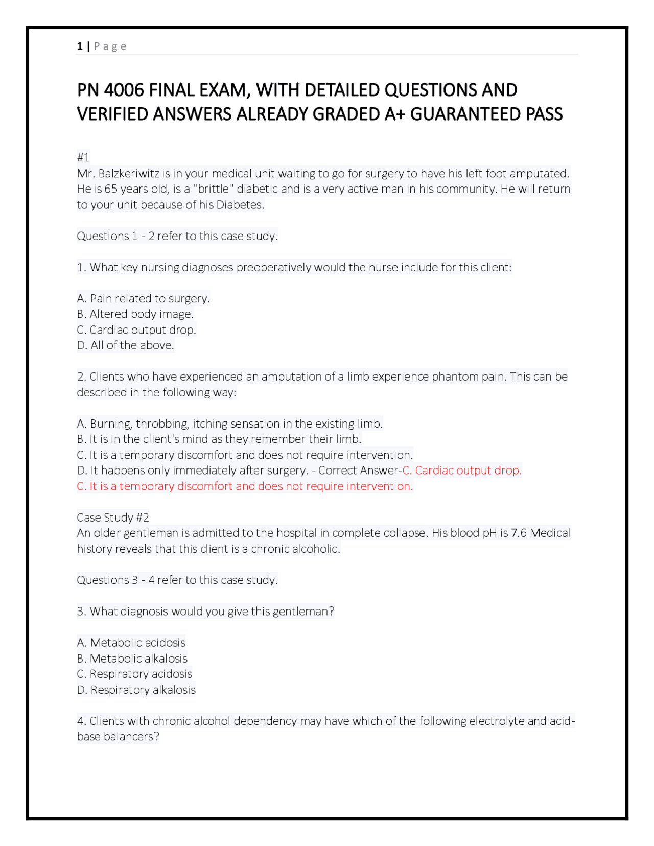 PN 4006 FINAL EXAM, WITH DETAILED QUESTIONS AND VERIFIED ANSWERS ...
