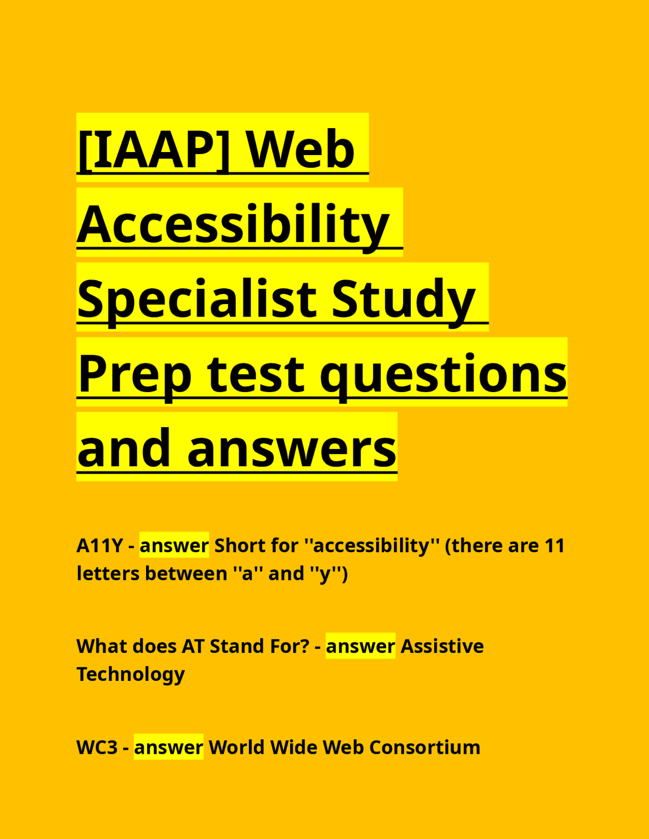 [IAAP] Web Accessibility Specialist Study Prep test questions and ...