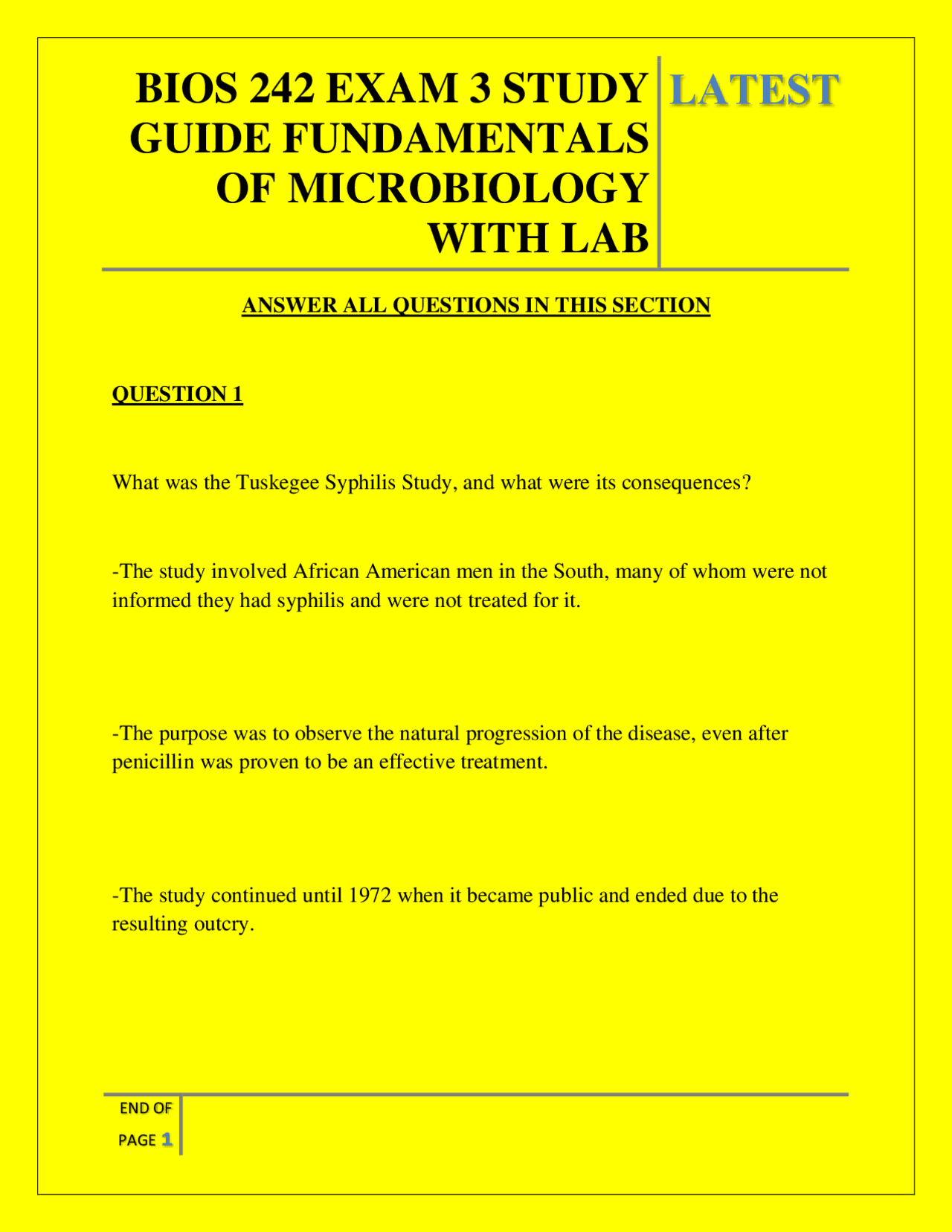 BIOS 242 EXAM 3 STUDY GUIDE FUNDAMENTALS OF MICROBIOLOGY WITH LAB ...