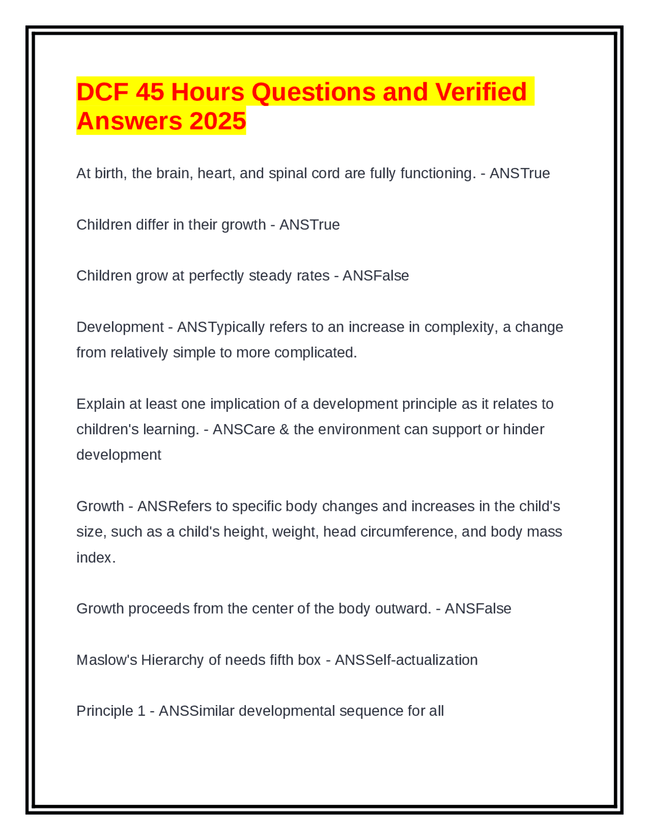 Child Development: Key Principles and Questions | Exams Childhood ...