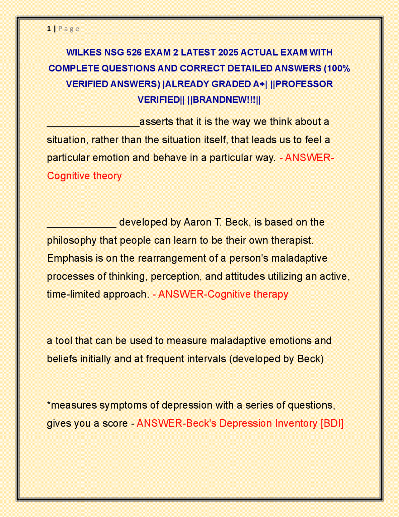 WILKES NSG 526 EXAM 2 LATEST 2025 ACTUAL EXAM WITH COMPLETE QUESTIONS ...